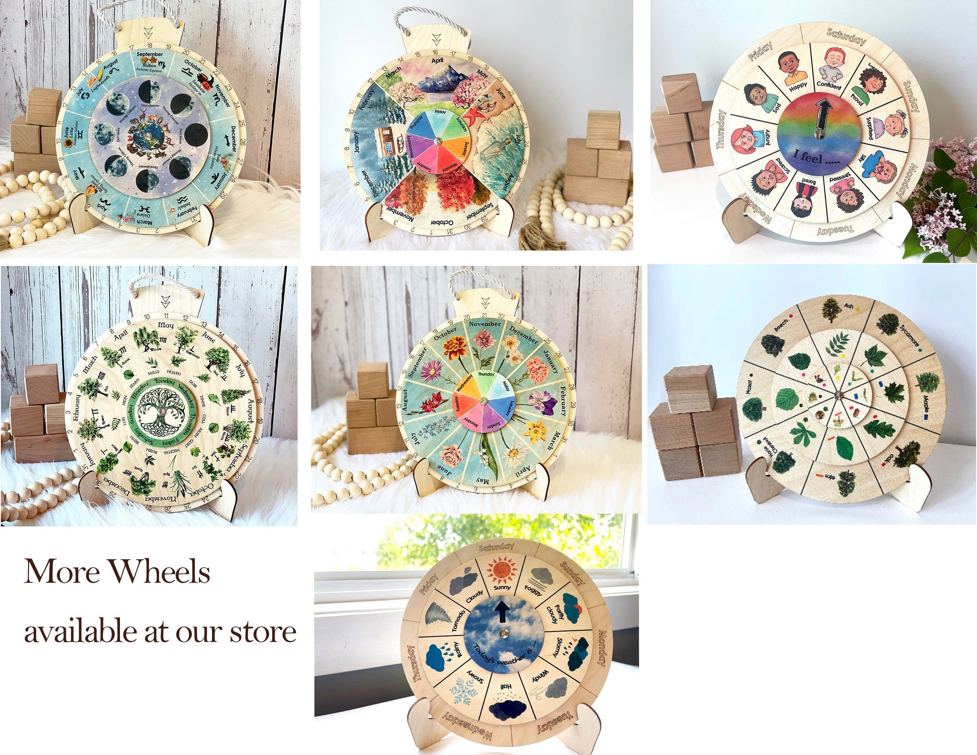 Weather Calendar/ Montessori Weather Wheel/ Weather Chart/ bilingual french/ Montessori Weather Learning edcational toys/ Kids activity