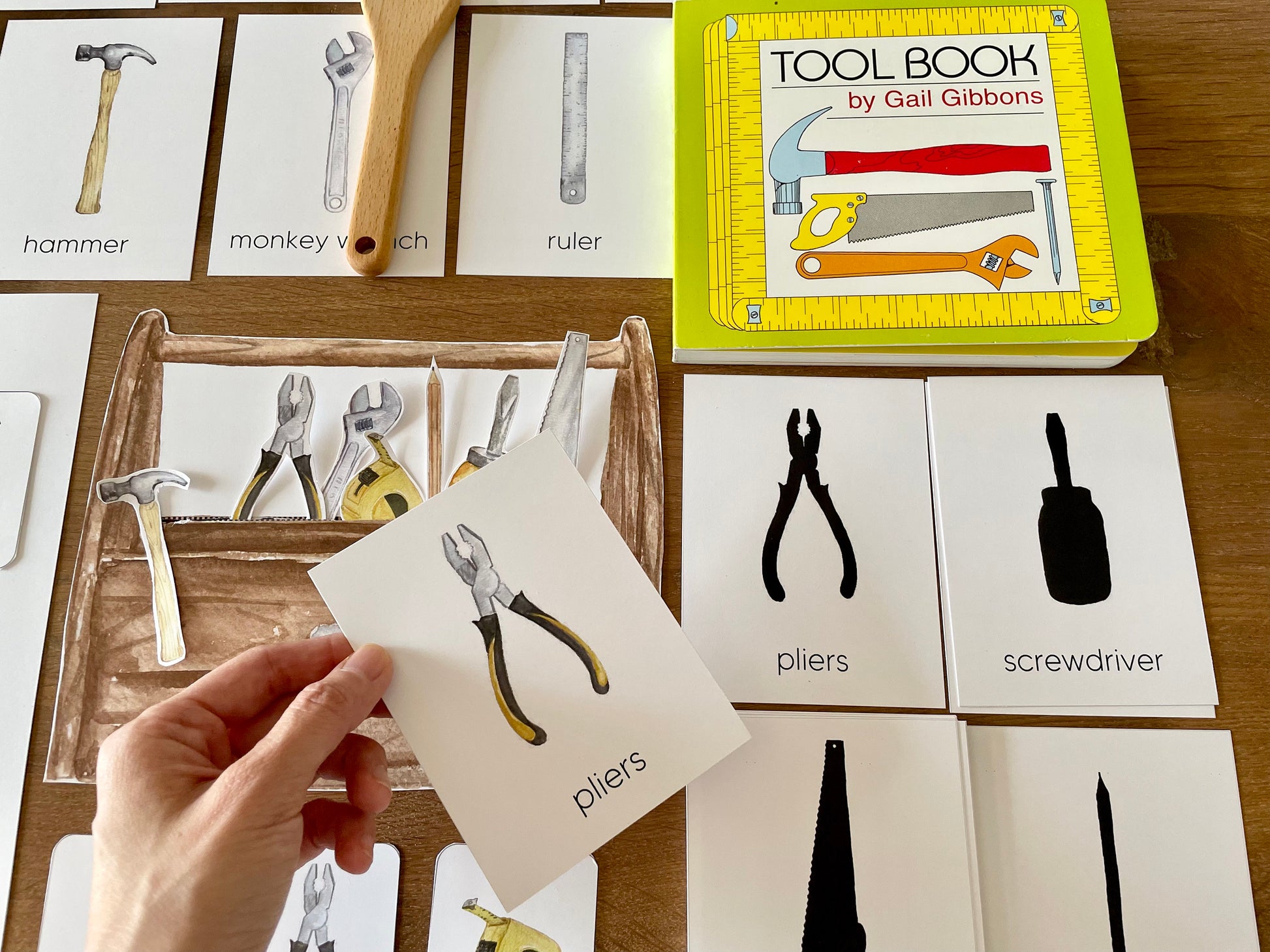 Tools Learning Pack, Montessori Materials Printable, Tools Identification Flashcards, Tools Three-Part Cards, Toddler Matching Activities