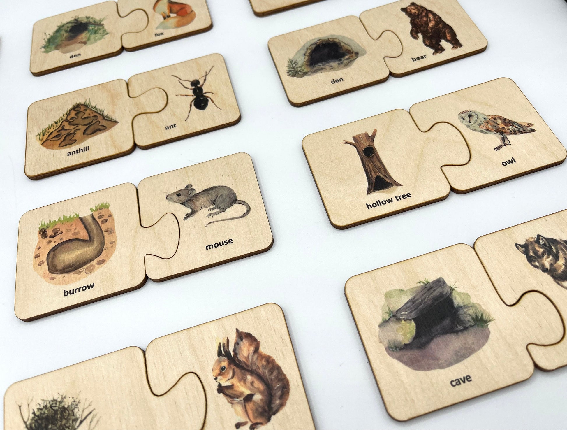 Montessori Wood Animals Puzzle/ Animals Habitat Sorting Game/ Nature Study/ Montessori Matching Activity/ Homeschool Preschooler activity