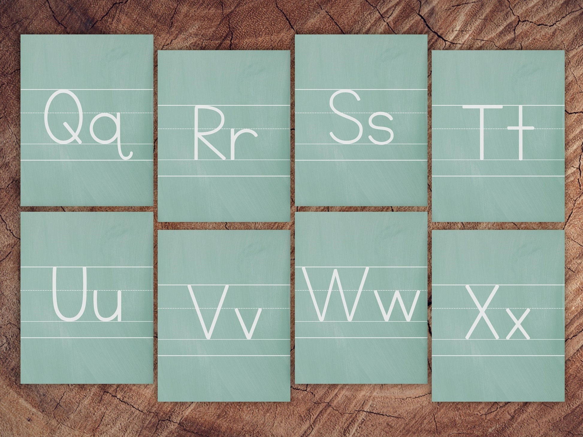 Chalkboard Alphabet Cards, Manuscript Print with Guide Lines