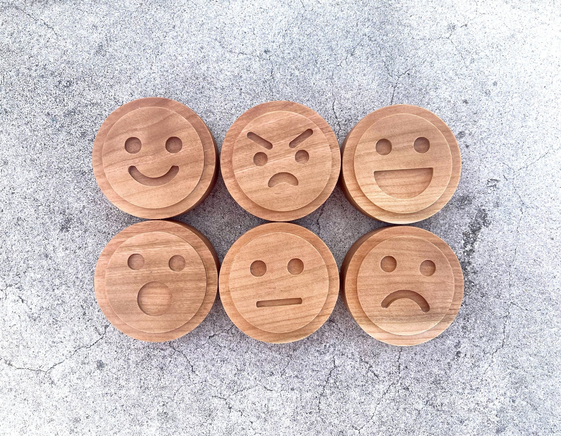 EMOTIONS Cherry wood play dough STAMP SET playdough crafts kids toddlers Feelings clay toy kit stampers homeschool Montessori lesson