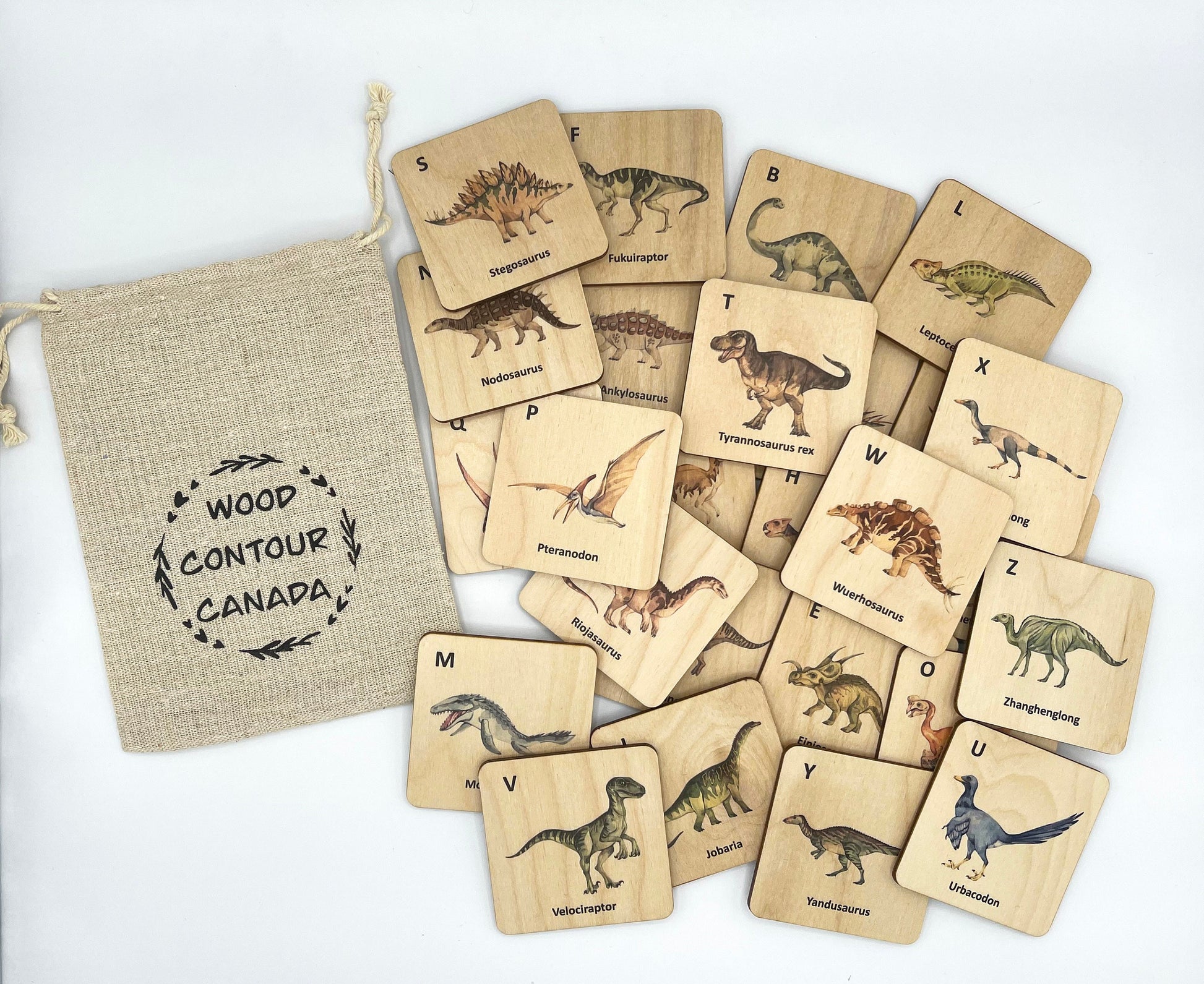 Dinosaur alphabet wooden flashcards/ Montessori Learning Dinosaur activity/ Toddler Kids Dinosaur Lover Toys/ Animals Alphabet Cards