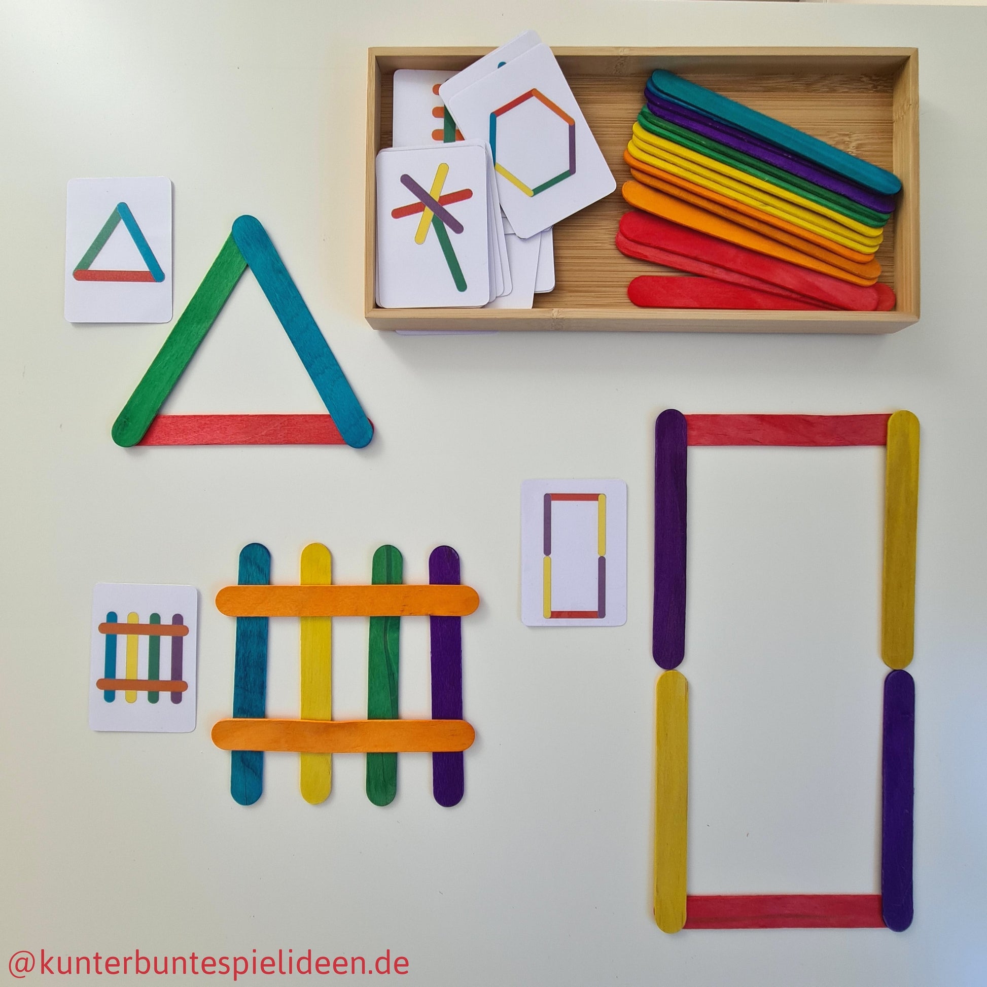 Montessori play set: Matching game with wooden sticks and motif cards, Montessori birthday, busy bag, preschool, small gift for Children's Day