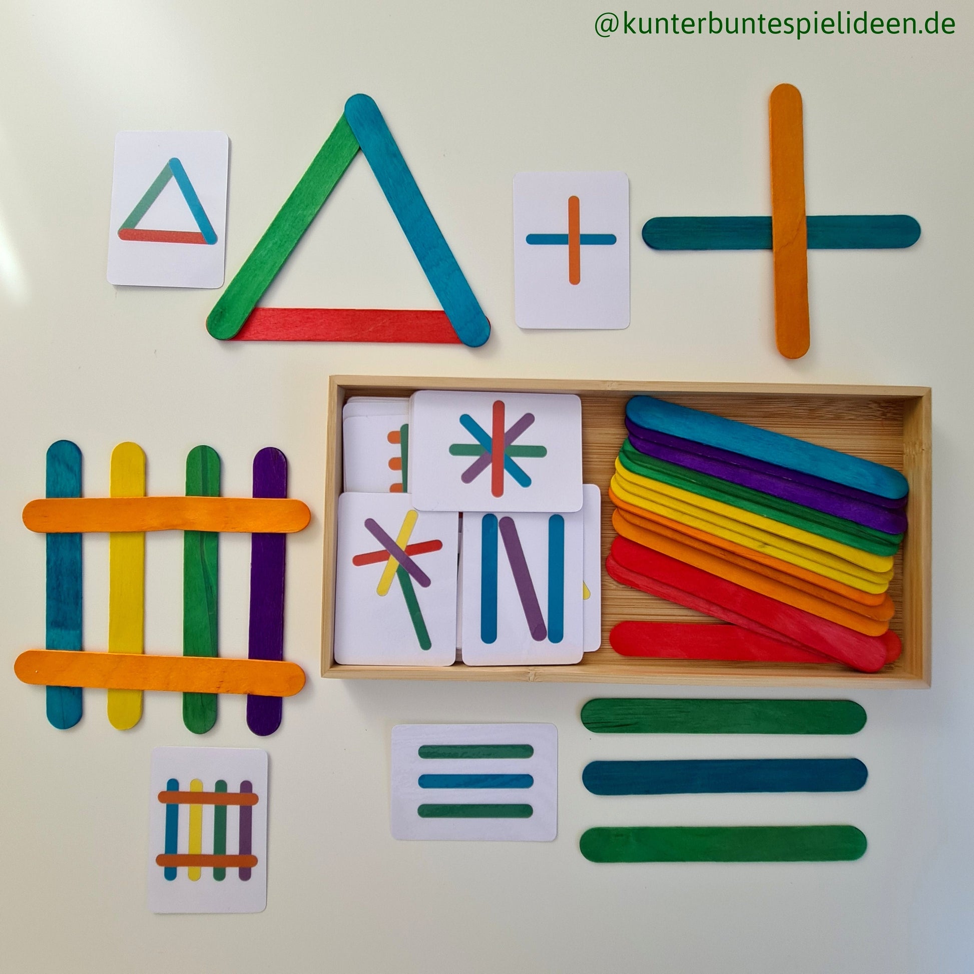 Montessori play set: Matching game with wooden sticks and motif cards, Montessori birthday, busy bag, preschool, small gift for Children's Day