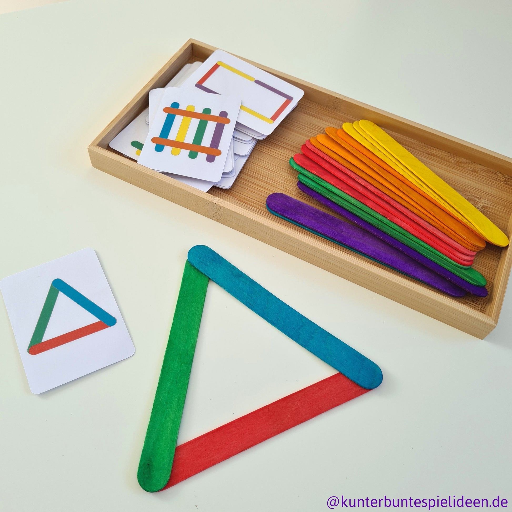 Montessori play set: Matching game with wooden sticks and motif cards, Montessori birthday, busy bag, preschool, small gift for Children's Day