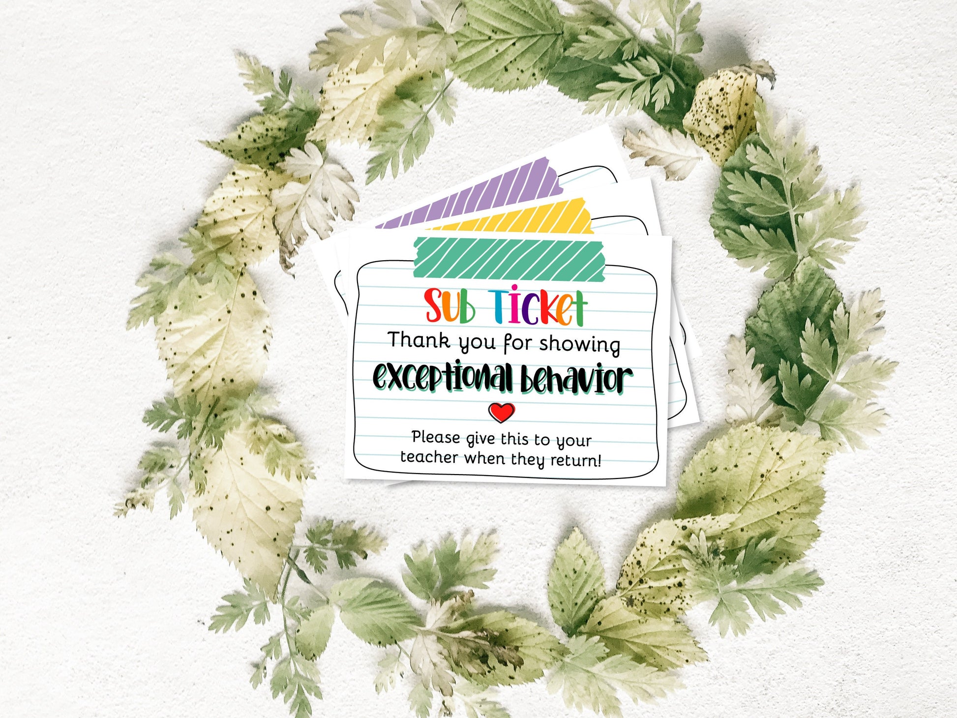 Teacher Resources Sub Ticket Printable, Substitute Teacher, Student Thank You, Ticket, Substitute Brag Tag, DIY, Classroom Management