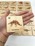 Dinosaur alphabet wooden flashcards/ Montessori Learning Dinosaur activity/ Toddler Kids Dinosaur Lover Toys/ Animals Alphabet Cards