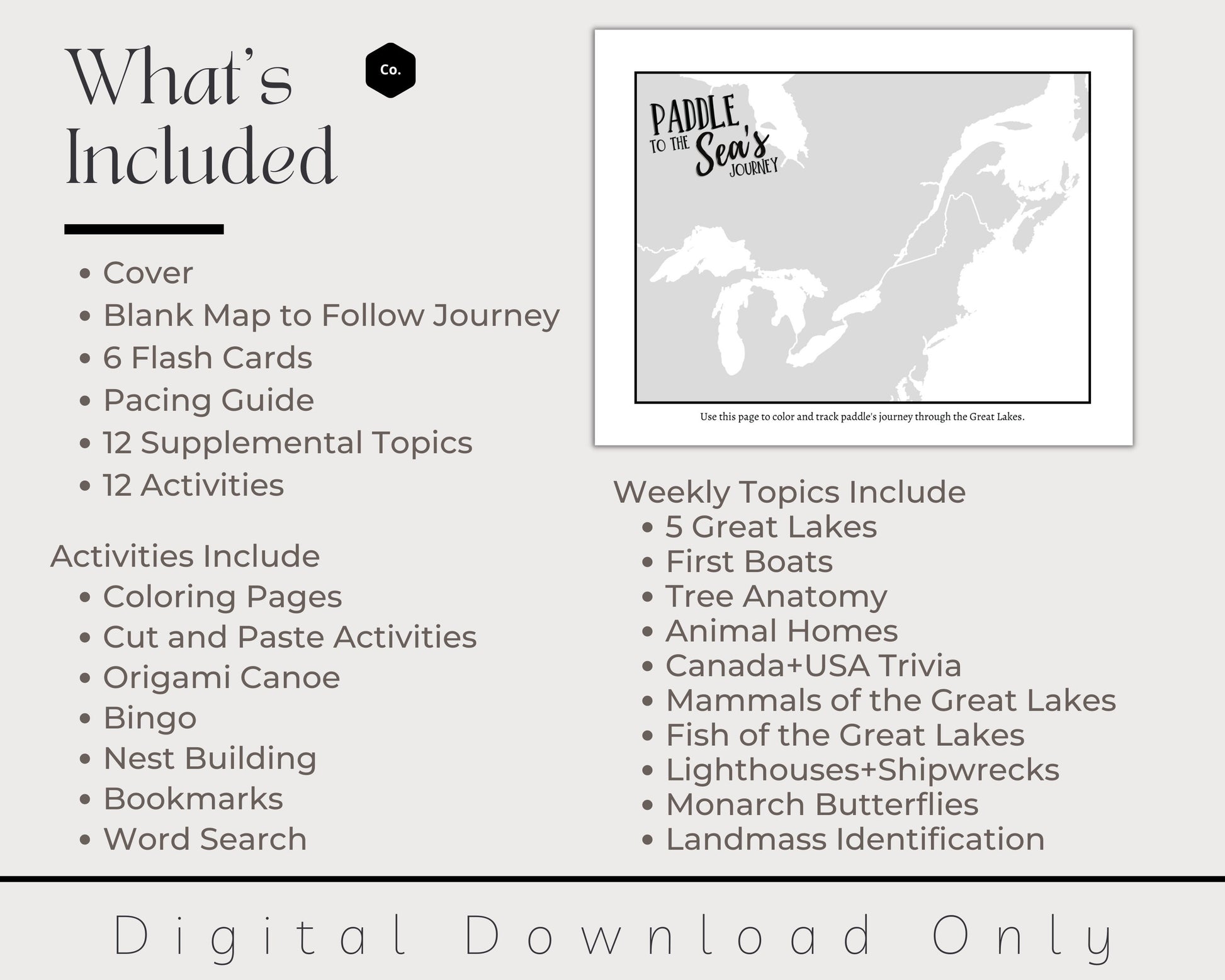 Paddle to the Sea Unit Study, Charlotte Mason Geography Homeschool Printable
