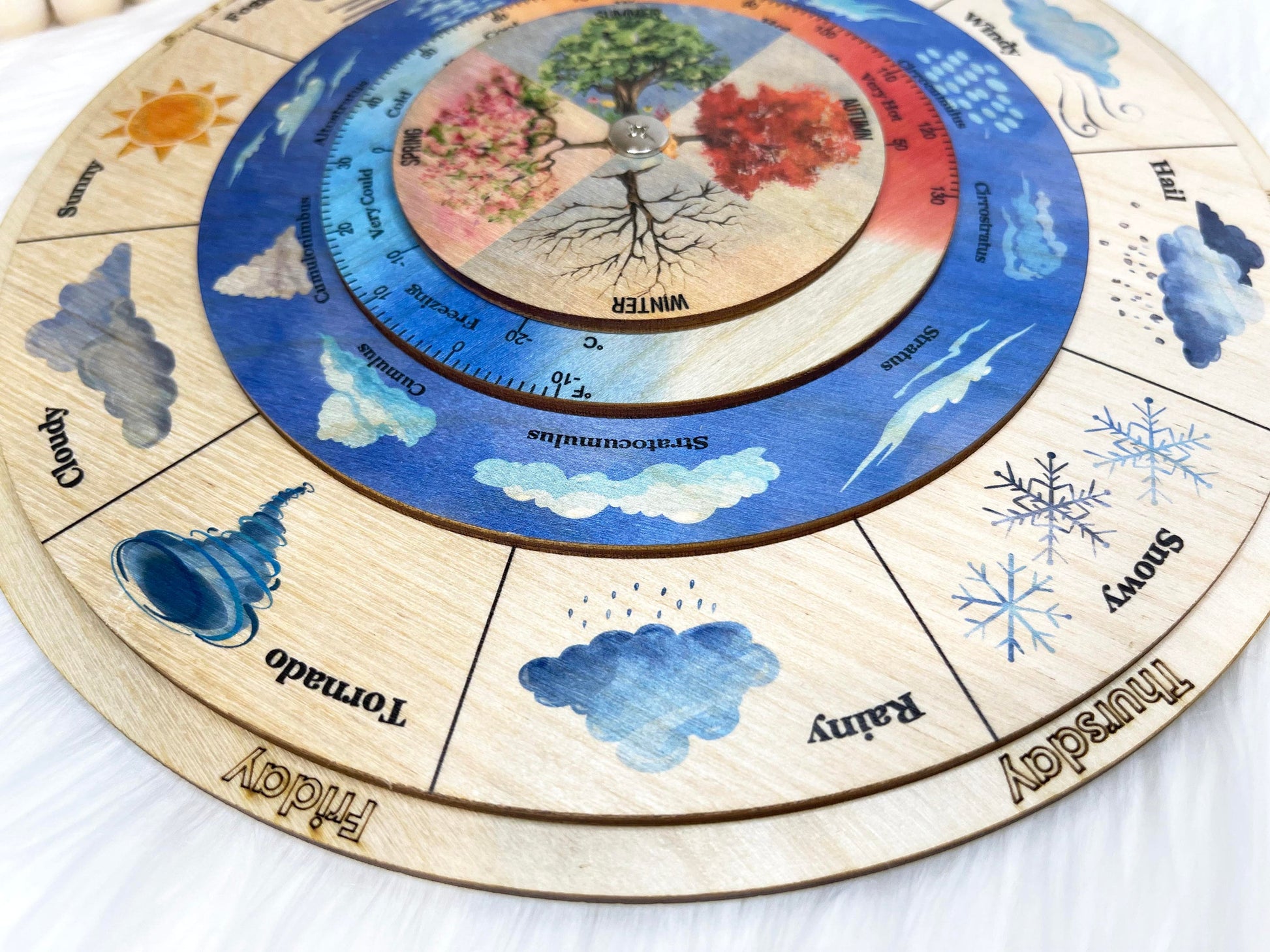 Weather Calendar/ Montessori Weather Wheel/ Weather Chart/ bilingual french/ Montessori Weather Learning edcational toys/ Kids activity