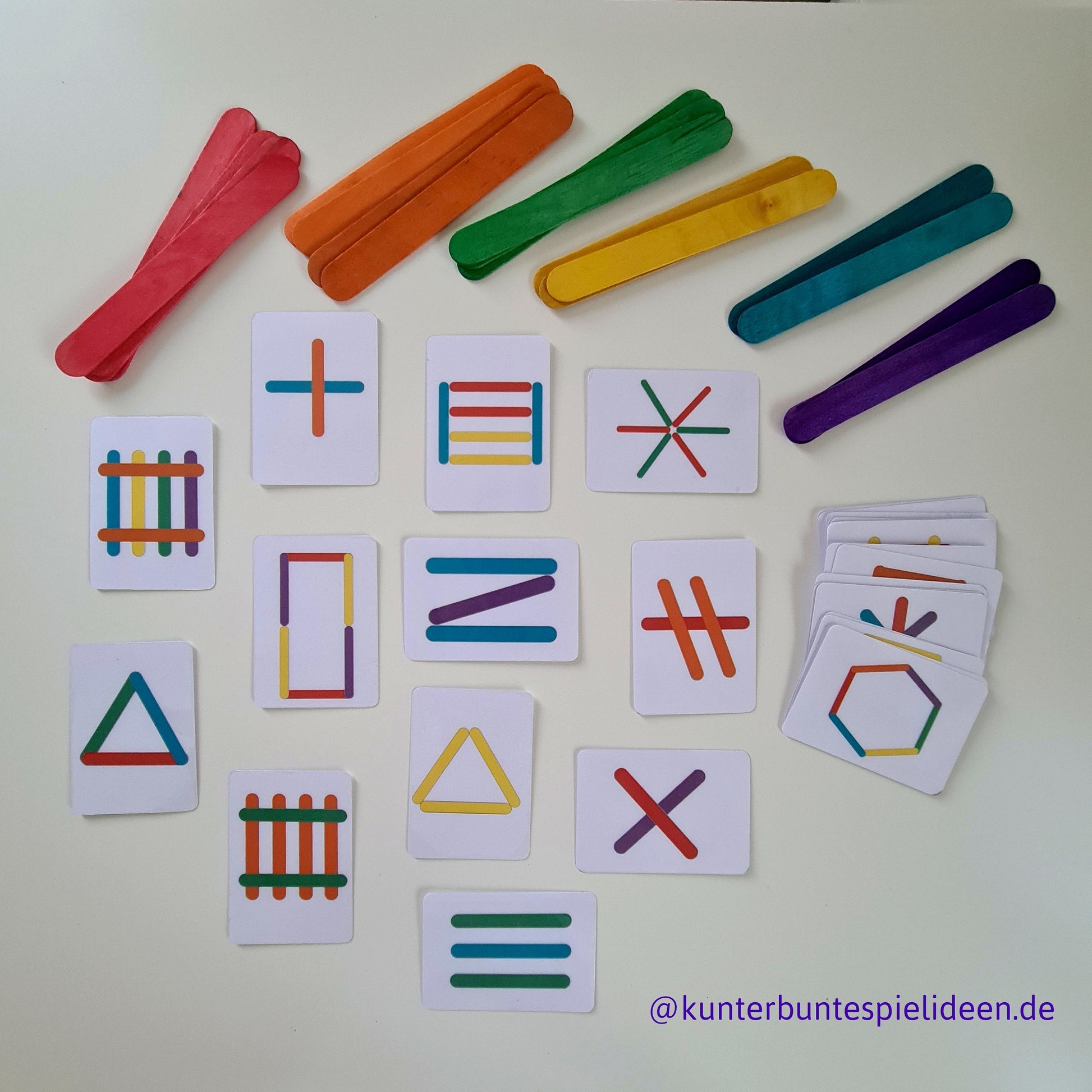 Montessori play set: Matching game with wooden sticks and motif cards, Montessori birthday, busy bag, preschool, small gift for Children's Day