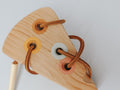 Wooden Lacing Toy Cheese | Montessori | Toddler Motor Skills Development |  Handcrafted | Hand painted | Leather Cord | Waldorf