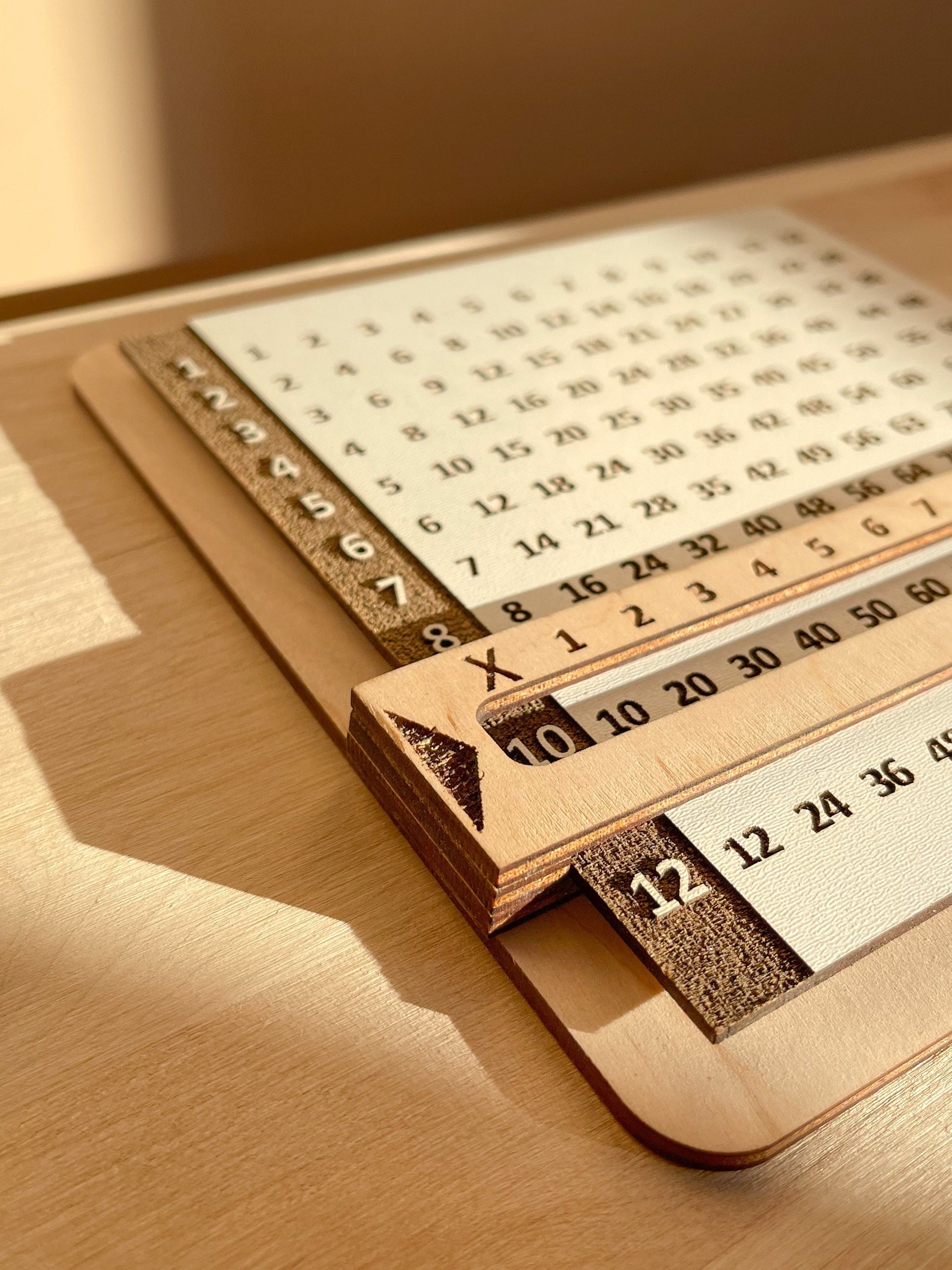 Multiplication Chart by 12 - Wooden Education Multiplication Board with Viewer Window - Homeschool Supplies - Back to school / Easter Gift