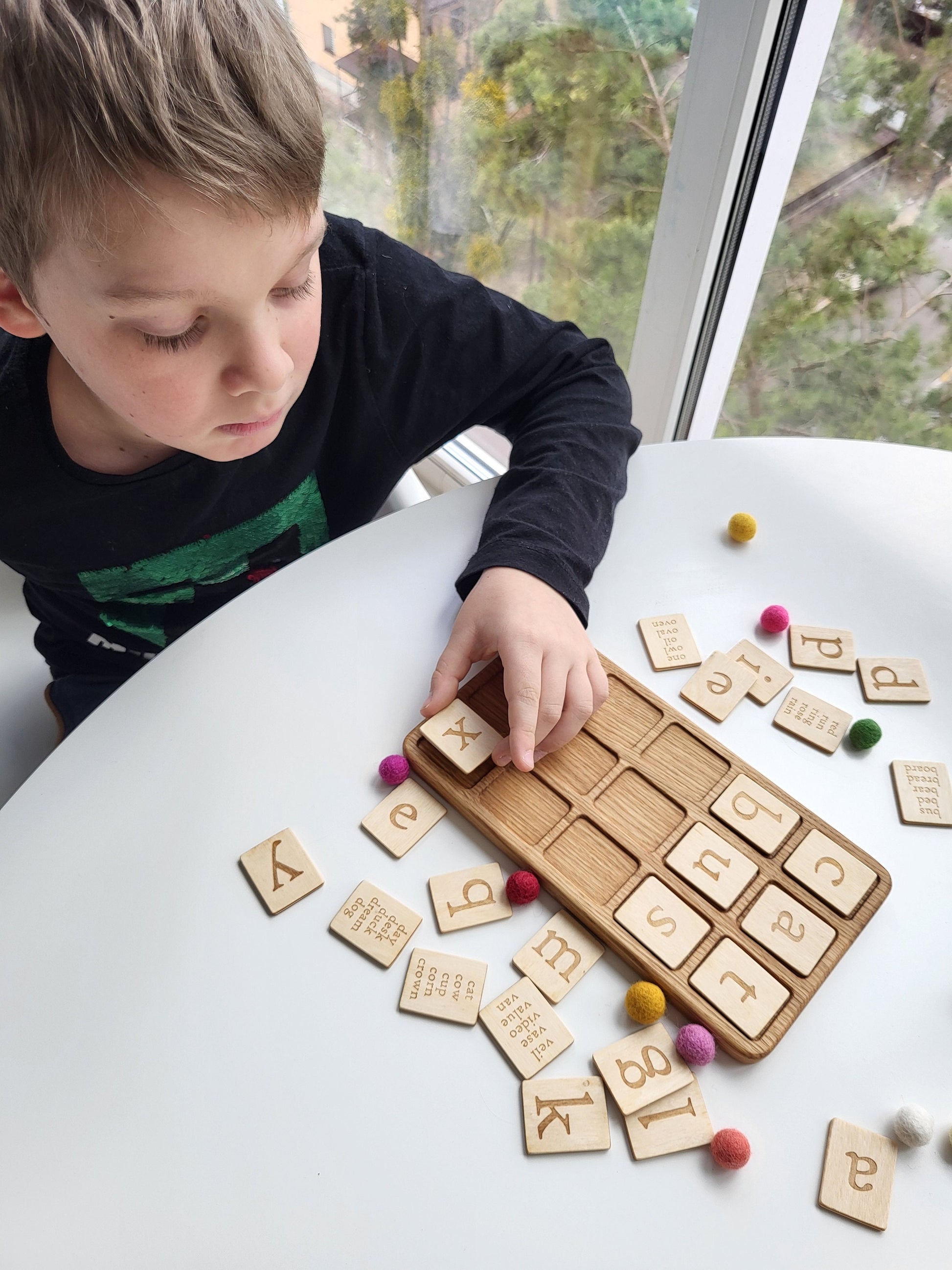 Montessori Alphabet wooden board letter recognition preschool learning homeschool activity letter matching toddler Birthday gift for kids