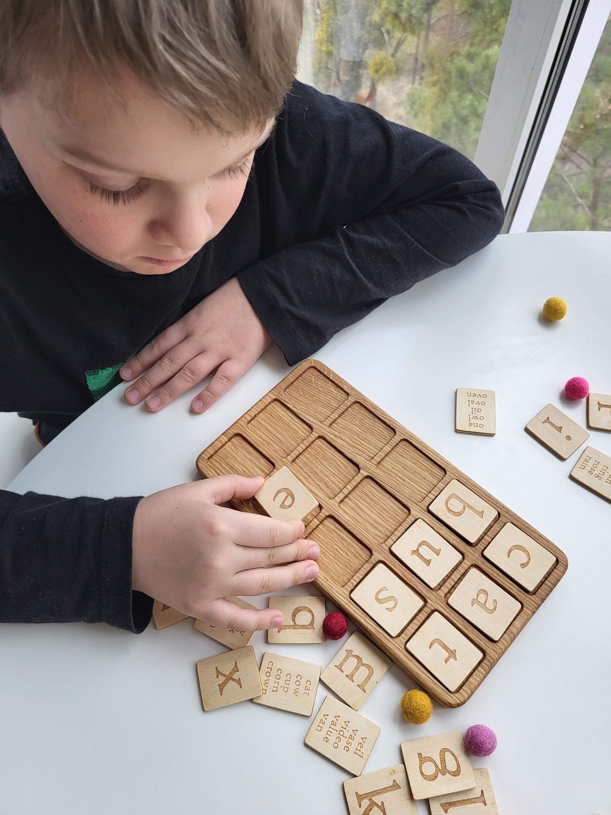 Montessori Alphabet wooden board letter recognition preschool learning homeschool activity letter matching toddler Birthday gift for kids
