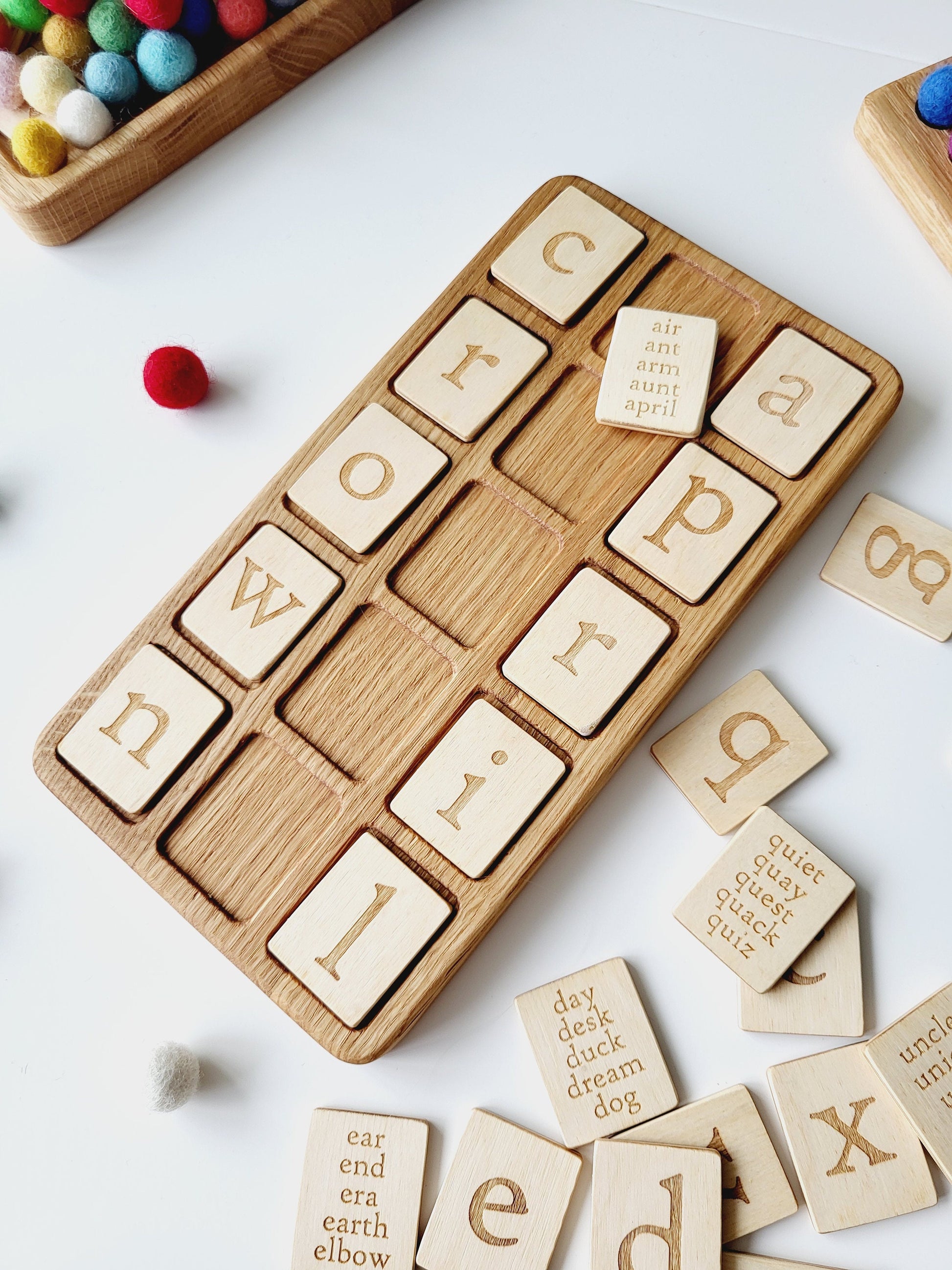 Montessori Alphabet wooden board letter recognition preschool learning homeschool activity letter matching toddler Birthday gift for kids