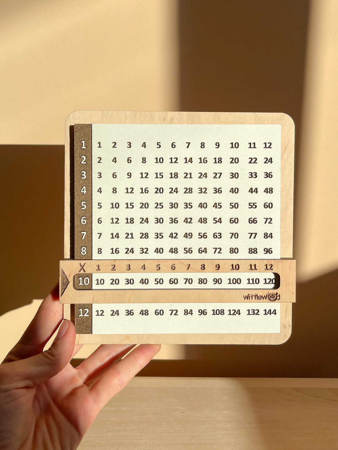 Multiplication Chart by 12 - Wooden Education Multiplication Board with Viewer Window - Homeschool Supplies - Back to school / Easter Gift