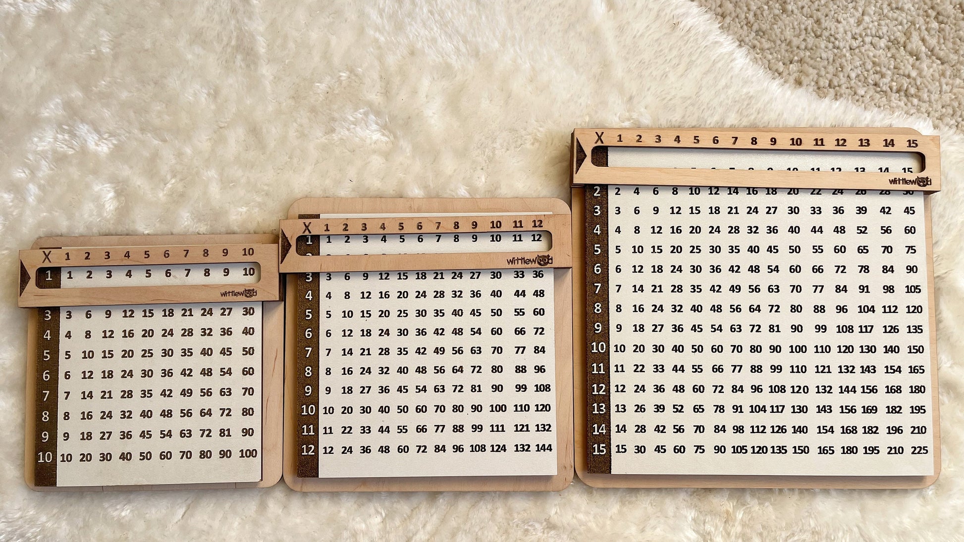 Multiplication Chart by 12 - Wooden Education Multiplication Board with Viewer Window - Homeschool Supplies - Back to school / Easter Gift