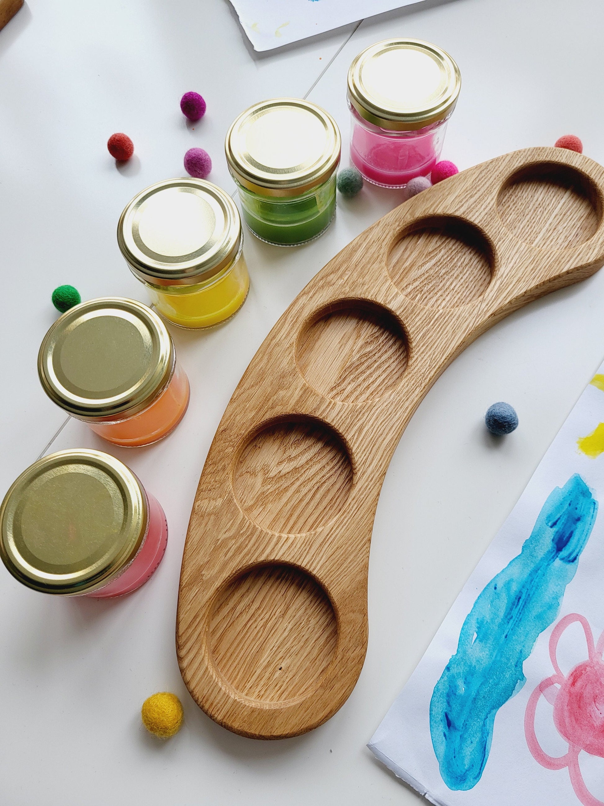 Waldorf paint jar holder brush holder pencil holder watercolor tray artists art supplies Birthday gift for kid classroom painting preschool