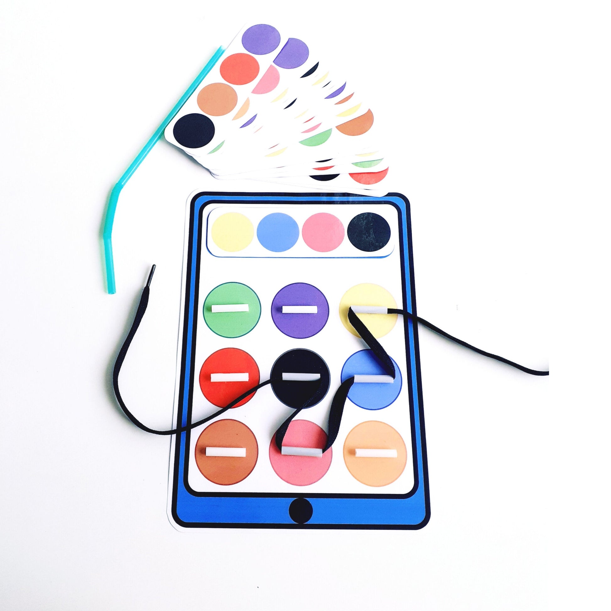 Color Treading Pattern , Fine Motor Skills, Color Matching Game.
