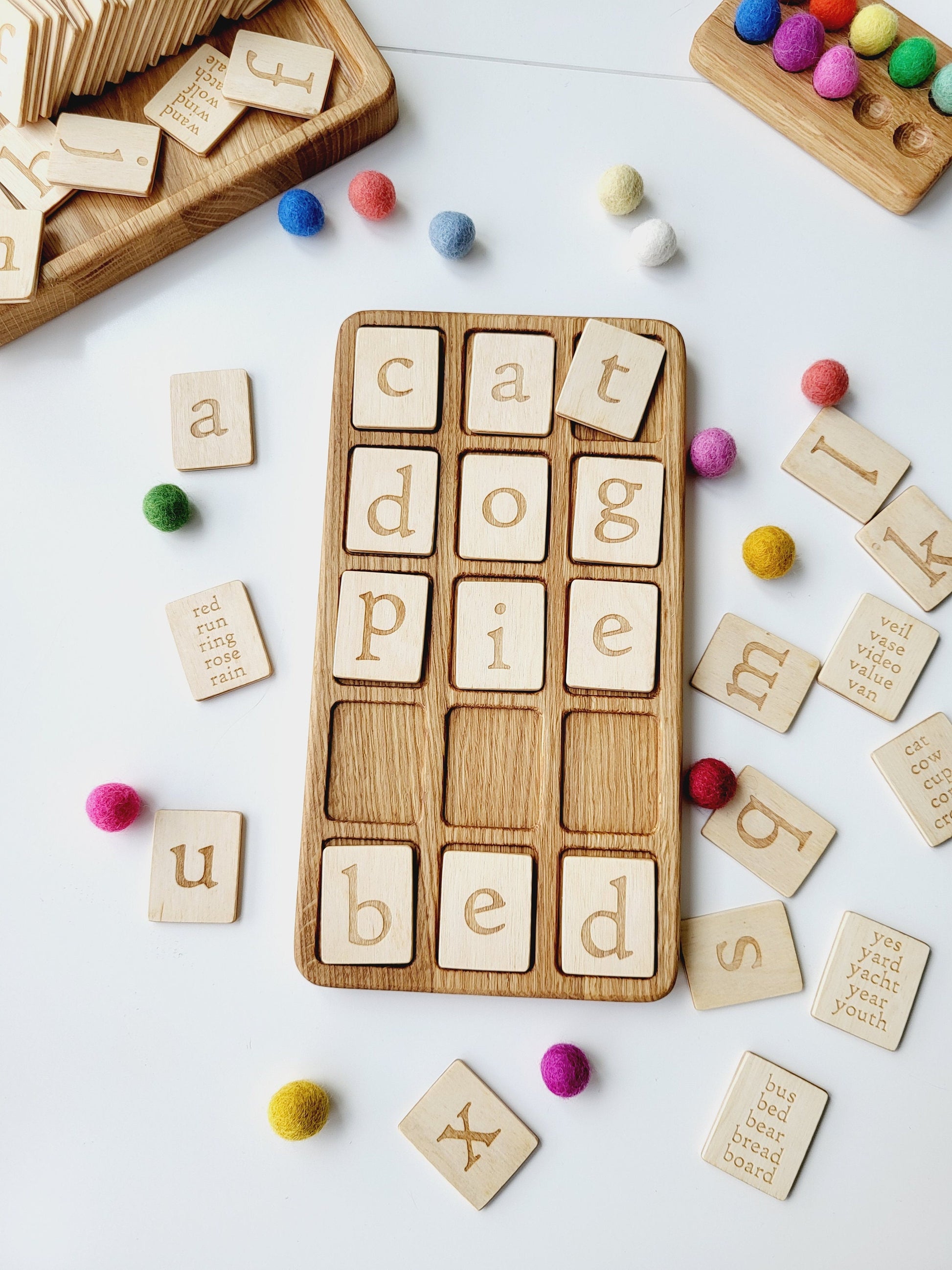 Montessori Alphabet wooden board letter recognition preschool learning homeschool activity letter matching toddler Birthday gift for kids