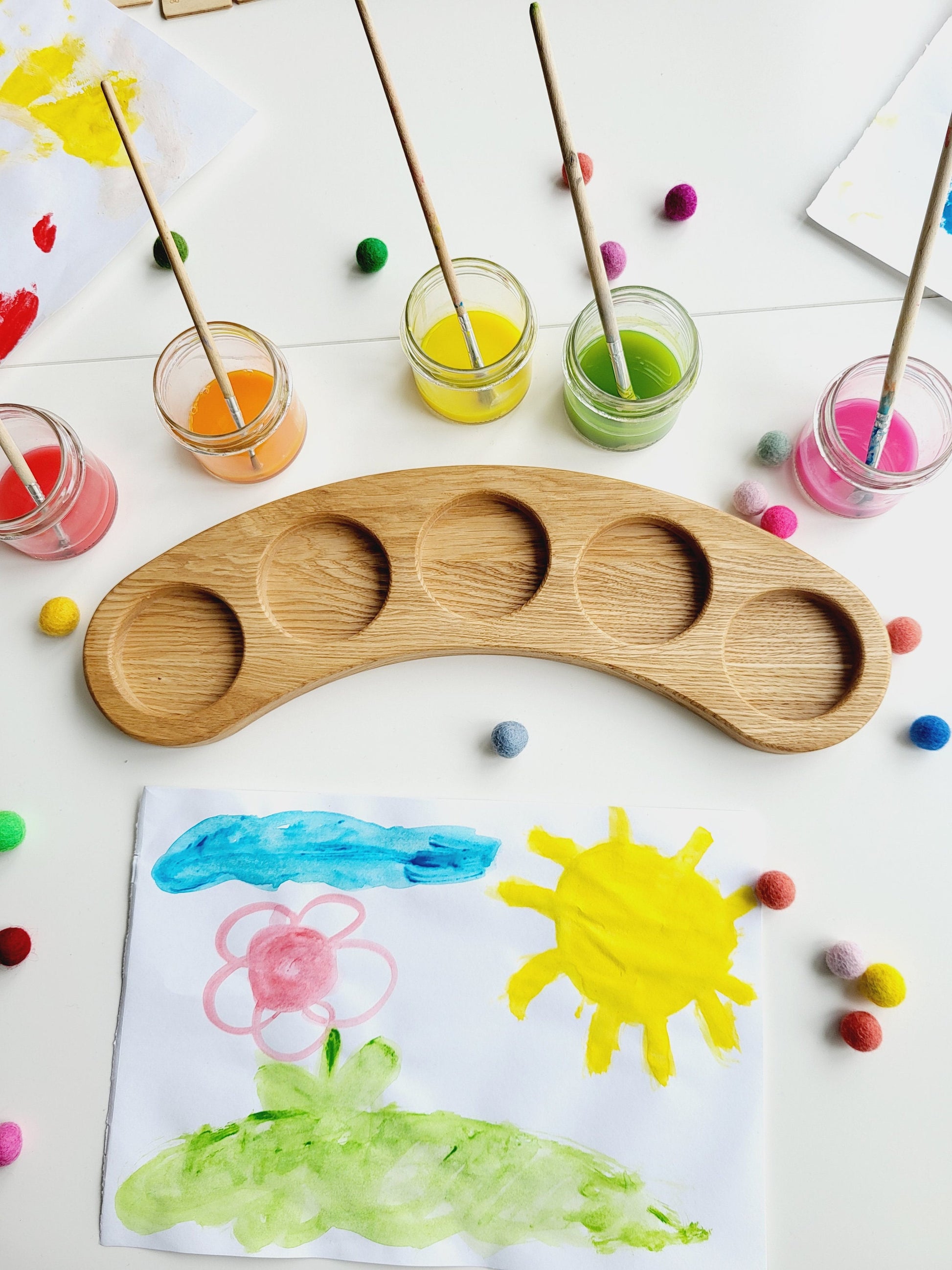 Waldorf paint jar holder brush holder pencil holder watercolor tray artists art supplies Birthday gift for kid classroom painting preschool