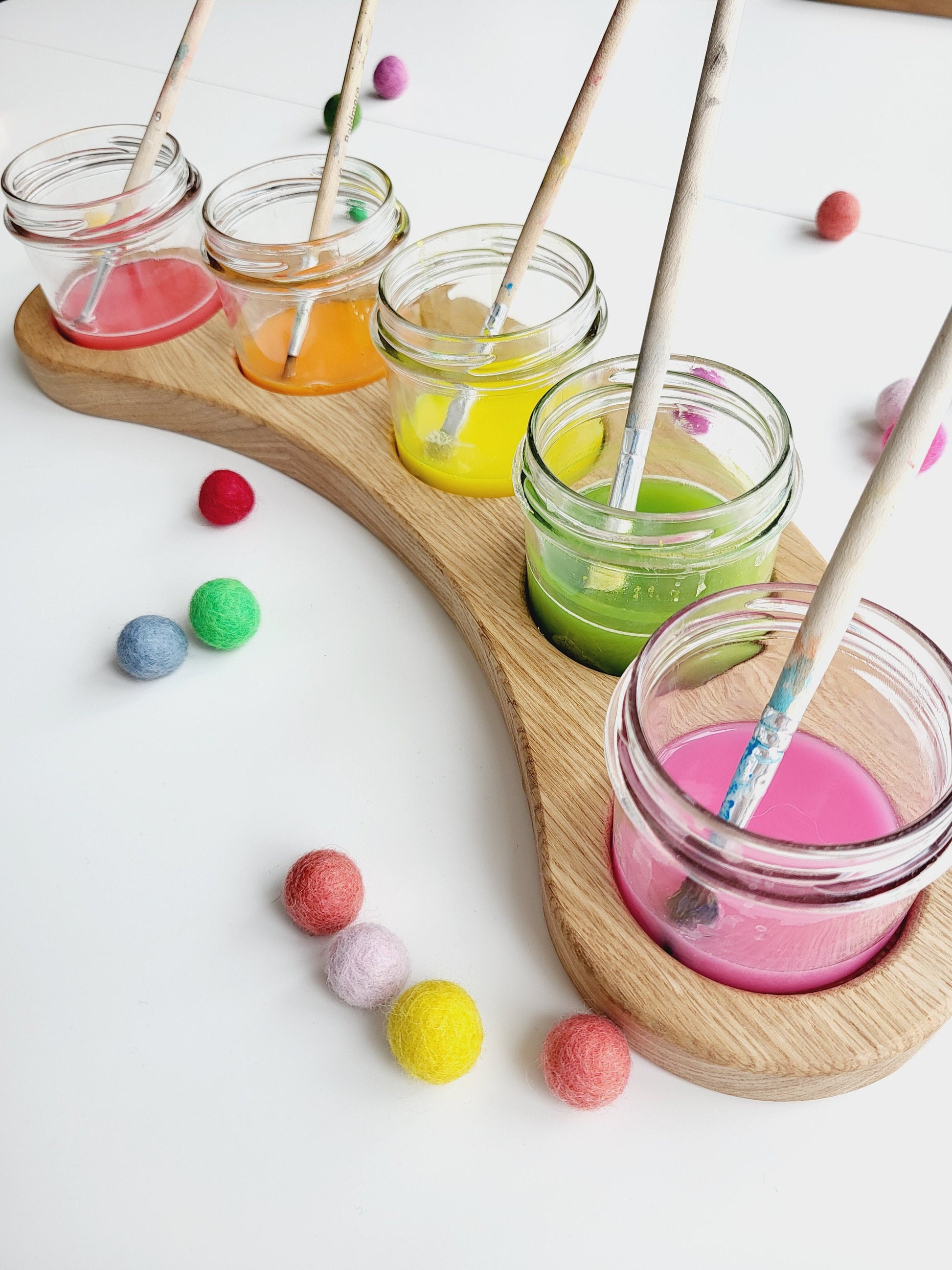 Waldorf paint jar holder brush holder pencil holder watercolor tray artists art supplies Birthday gift for kid classroom painting preschool