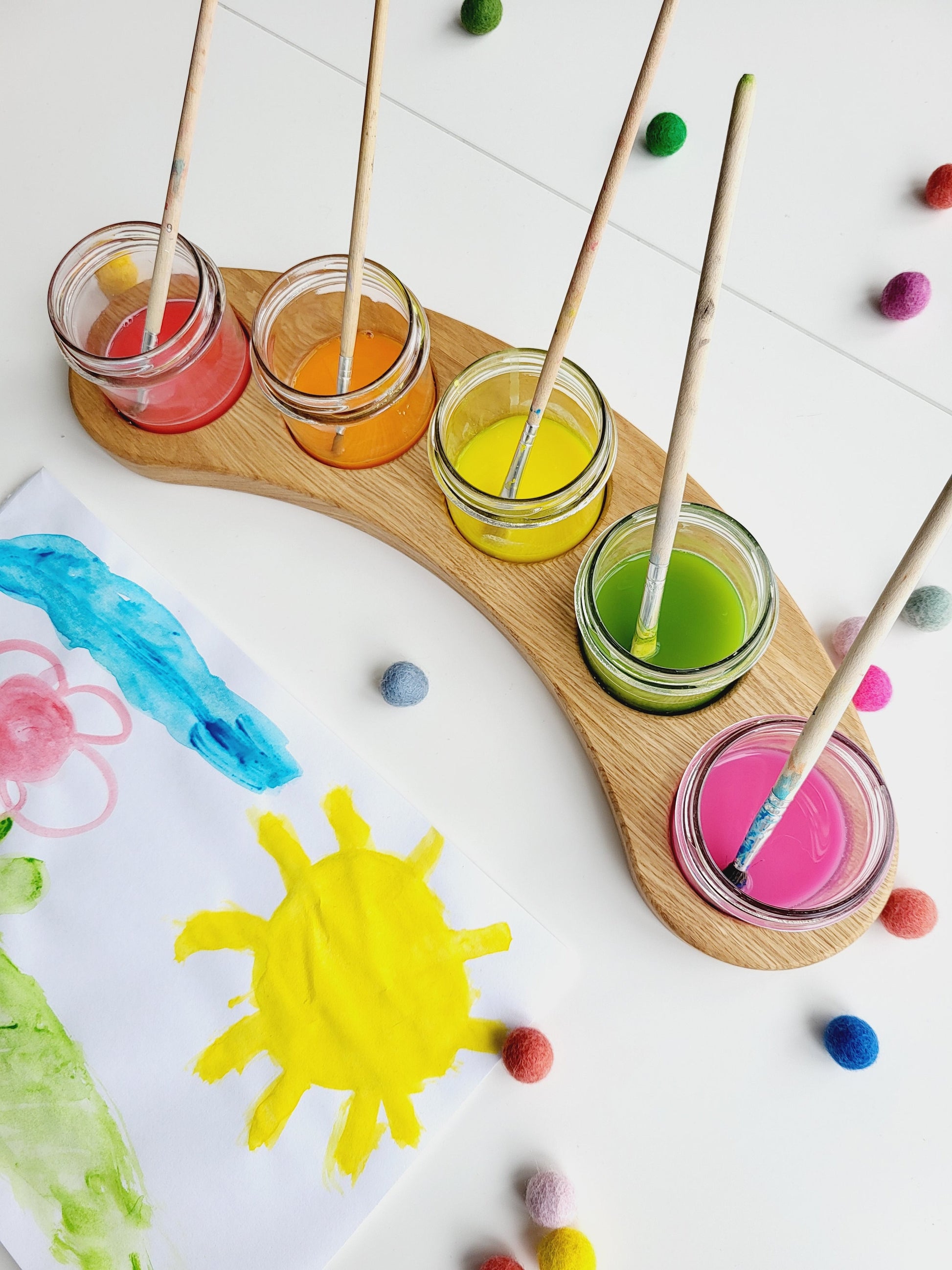 Waldorf paint jar holder brush holder pencil holder watercolor tray artists art supplies Birthday gift for kid classroom painting preschool