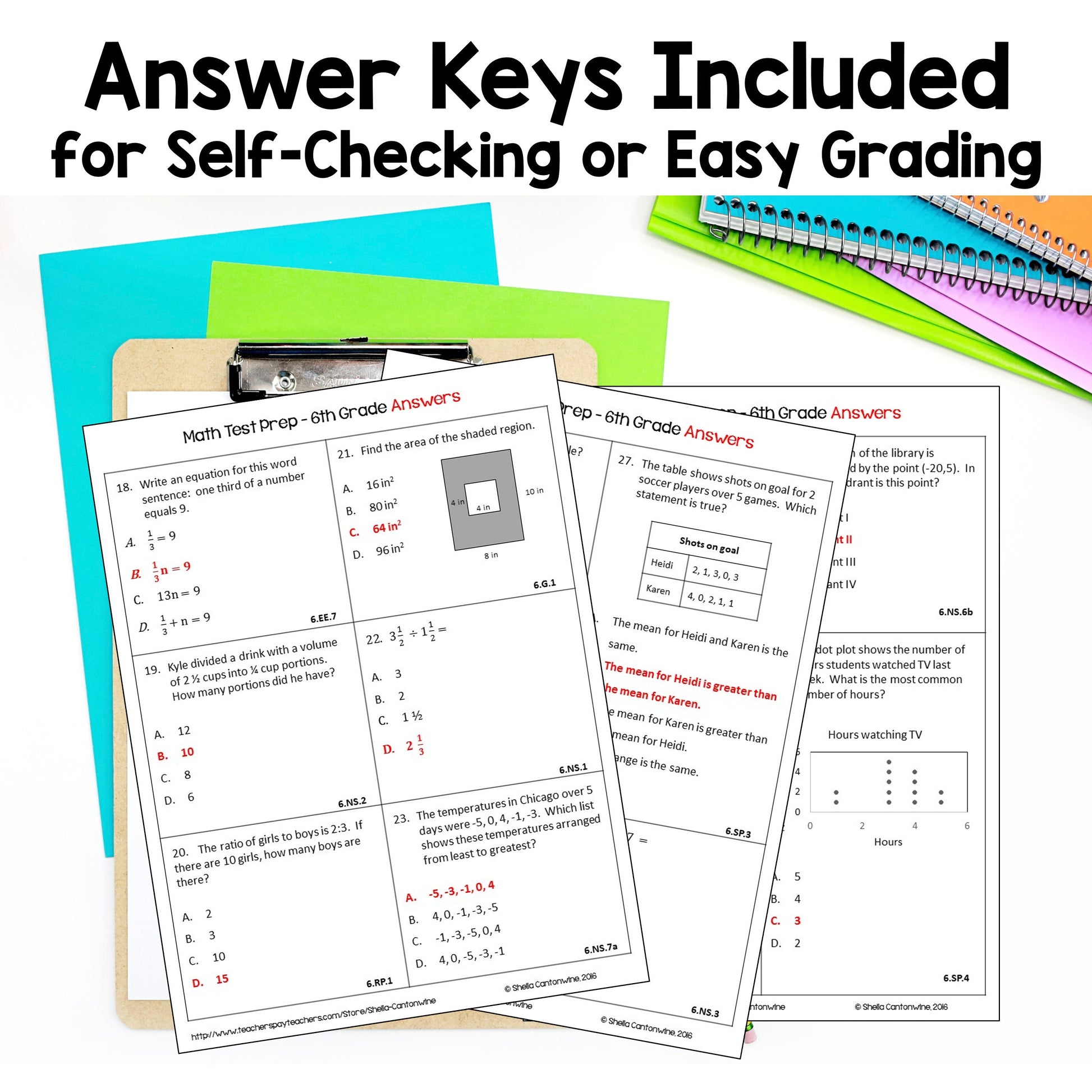 6th Grade Math Review Worksheets | Spiral Review | Test Prep | End of Year | Beginning of Year | No Prep Printable Activities + Answer Keys