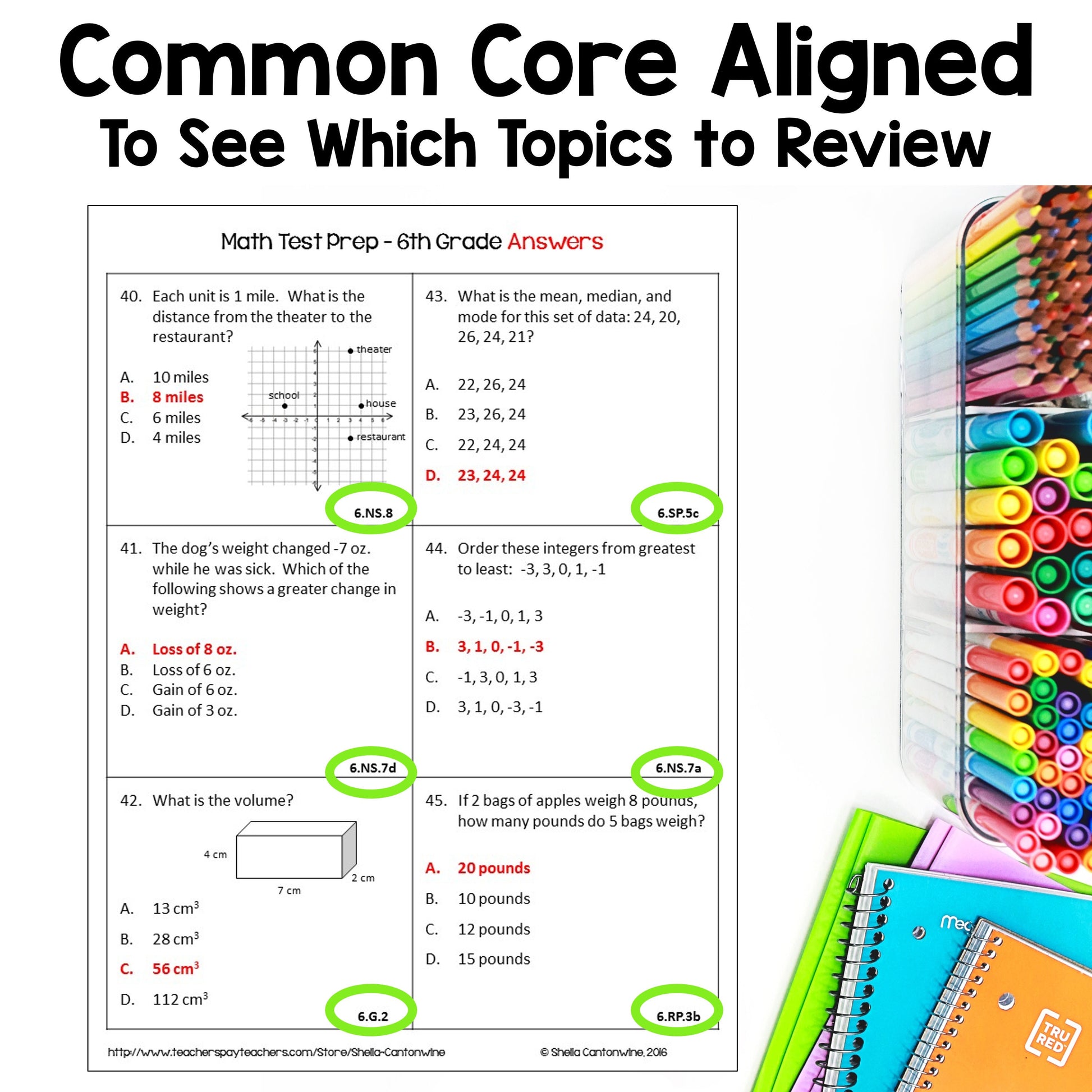 6th Grade Math Review Worksheets | Spiral Review | Test Prep | End of Year | Beginning of Year | No Prep Printable Activities + Answer Keys
