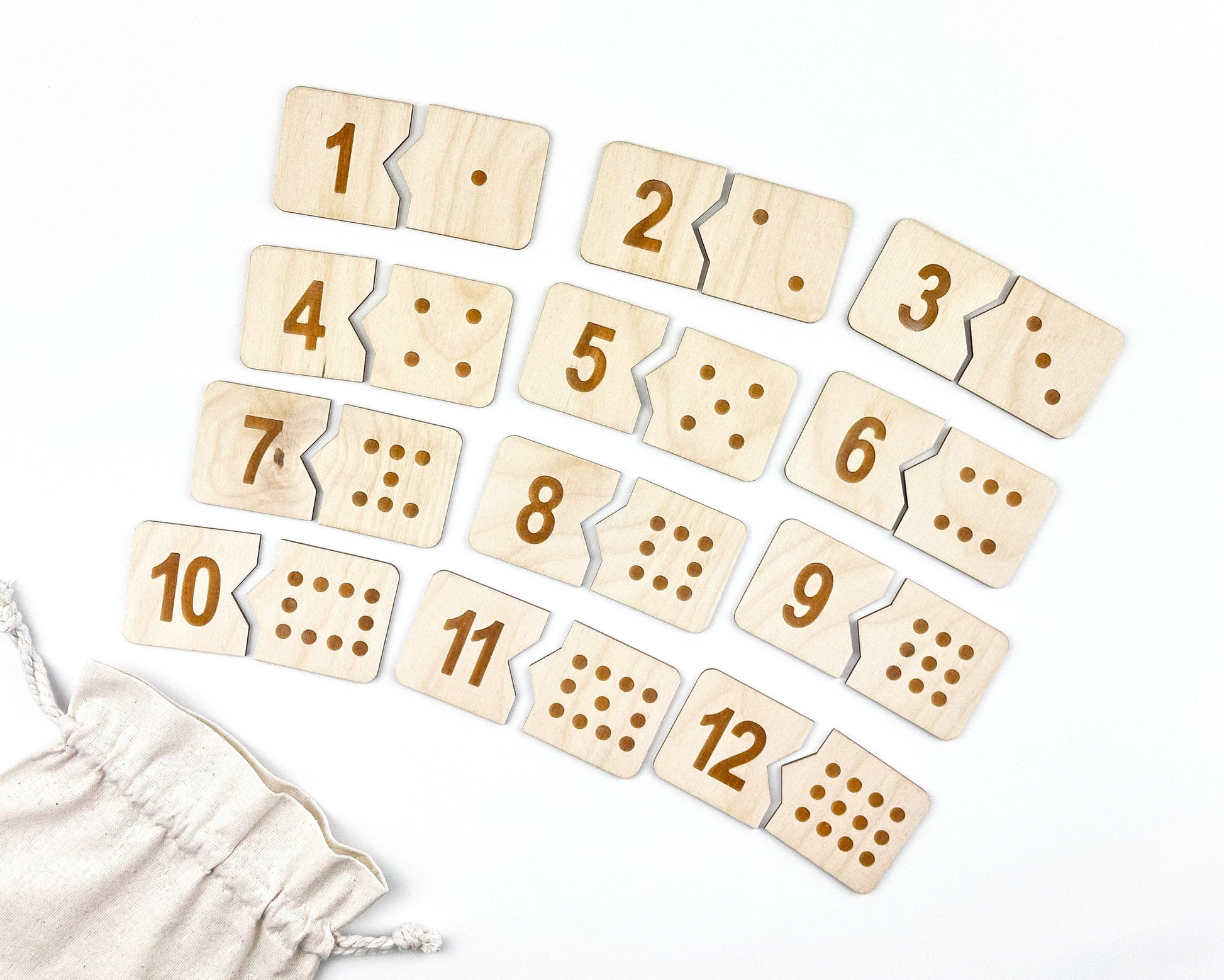 Montessori Wooden Number Match Puzzle, Handmade Wood Matching Game, Montessori Inspired Educational, Homeschool Preschool Toys Number 1-12