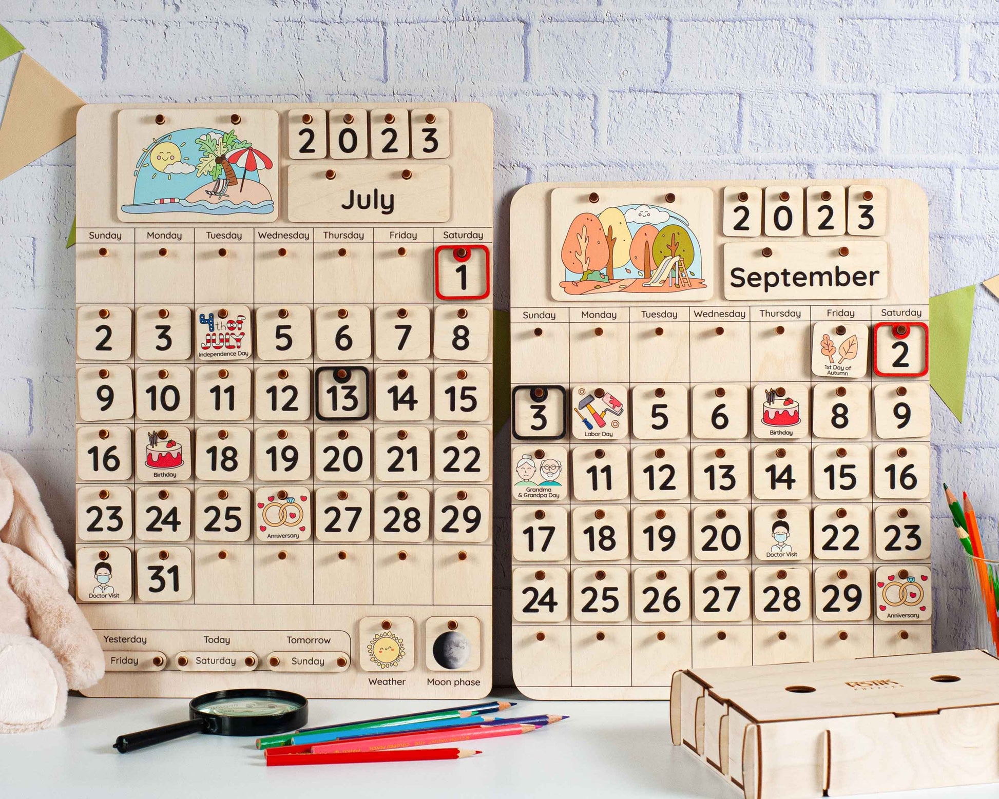 Montessori calendar, Advent calendar for kids, Perpetual calendar, Kids Calendar, Kids toy, Educatinal calendar, Toddler calendar