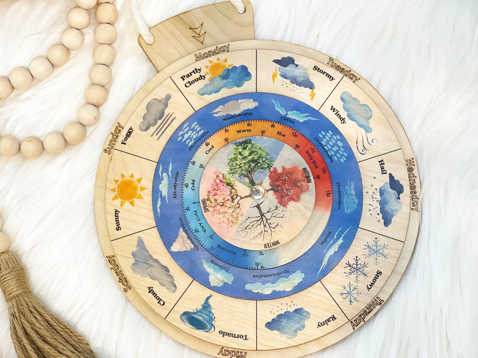 Weather Calendar/ Montessori Weather Wheel/ Weather Chart/ bilingual french/ Montessori Weather Learning edcational toys/ Kids activity