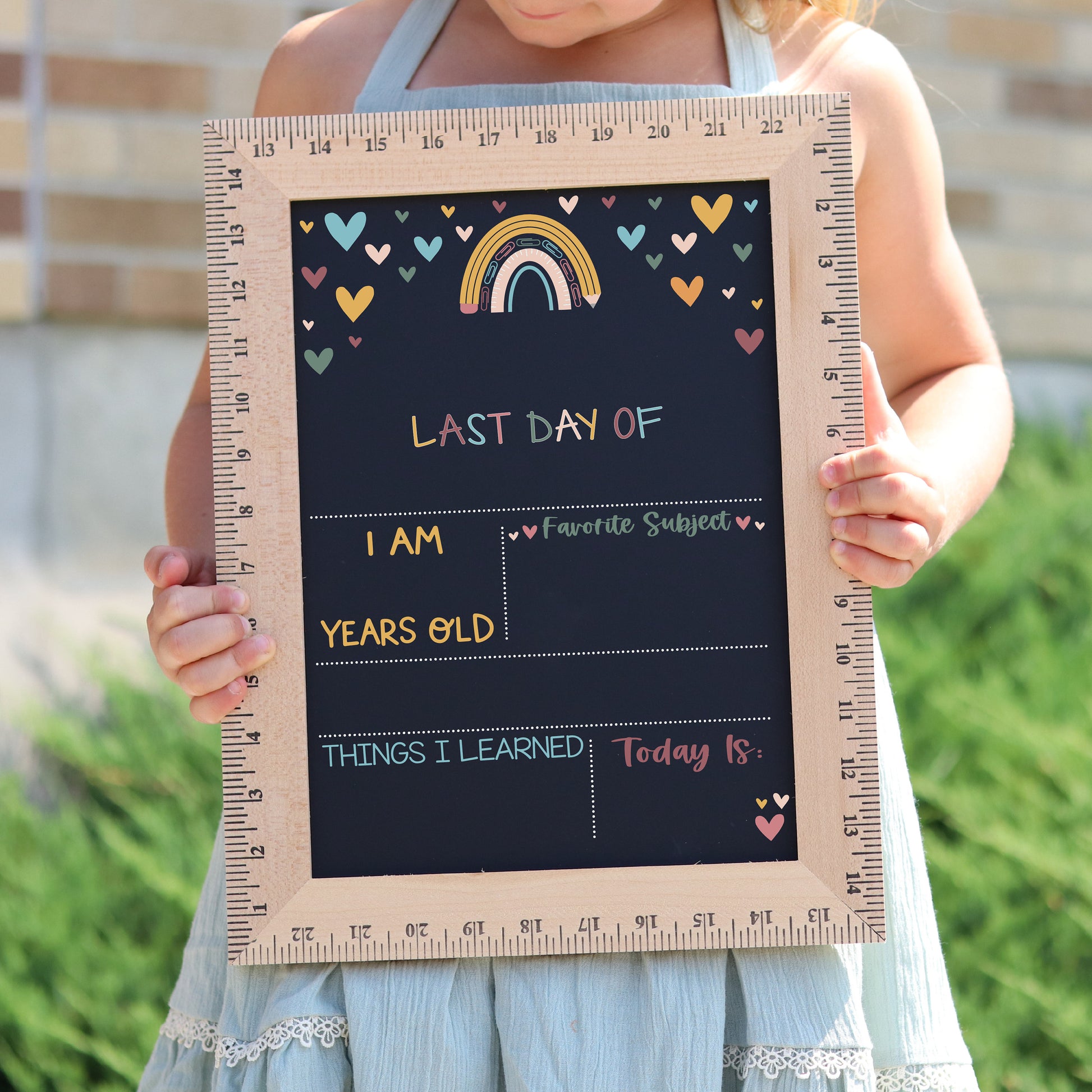 First Day of School Sign, Back to School Chalkboard, Reusable 1st Day Board, Last Day, Kindergarten, First Grade, Preschool, Ruler,