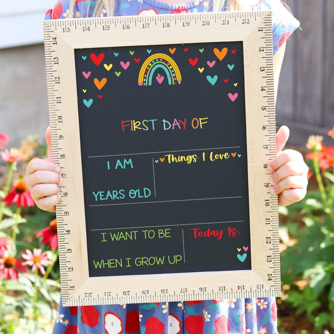 First Day of School Sign, Back to School Chalkboard, Reusable 1st Day Board, Last Day, Kindergarten, First Grade, Preschool, Ruler,