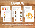 Autumn Preschool Unit Study | Fall Pre-k Printable Curriculum, Autumn Kindergarten Activities
