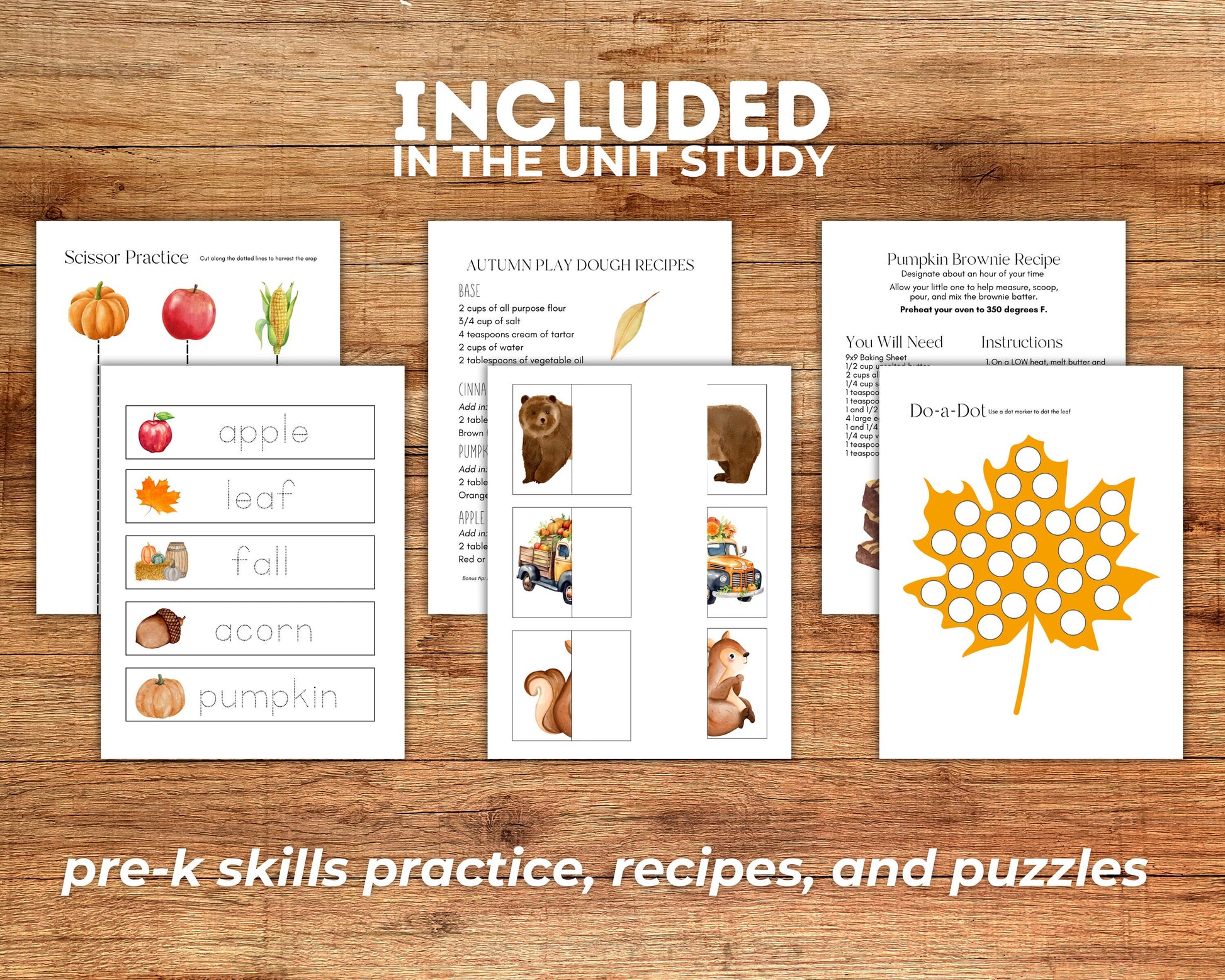 Autumn Preschool Unit Study | Fall Pre-k Printable Curriculum, Autumn Kindergarten Activities