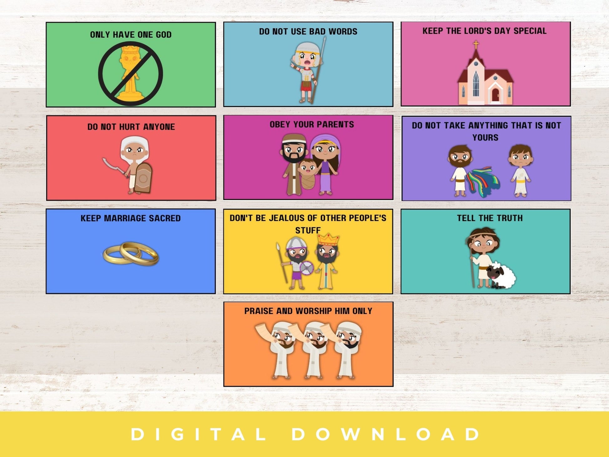10 Commandments Printable | Bible Printable | 10 Commandments Coloring | 10 Commandments Game |