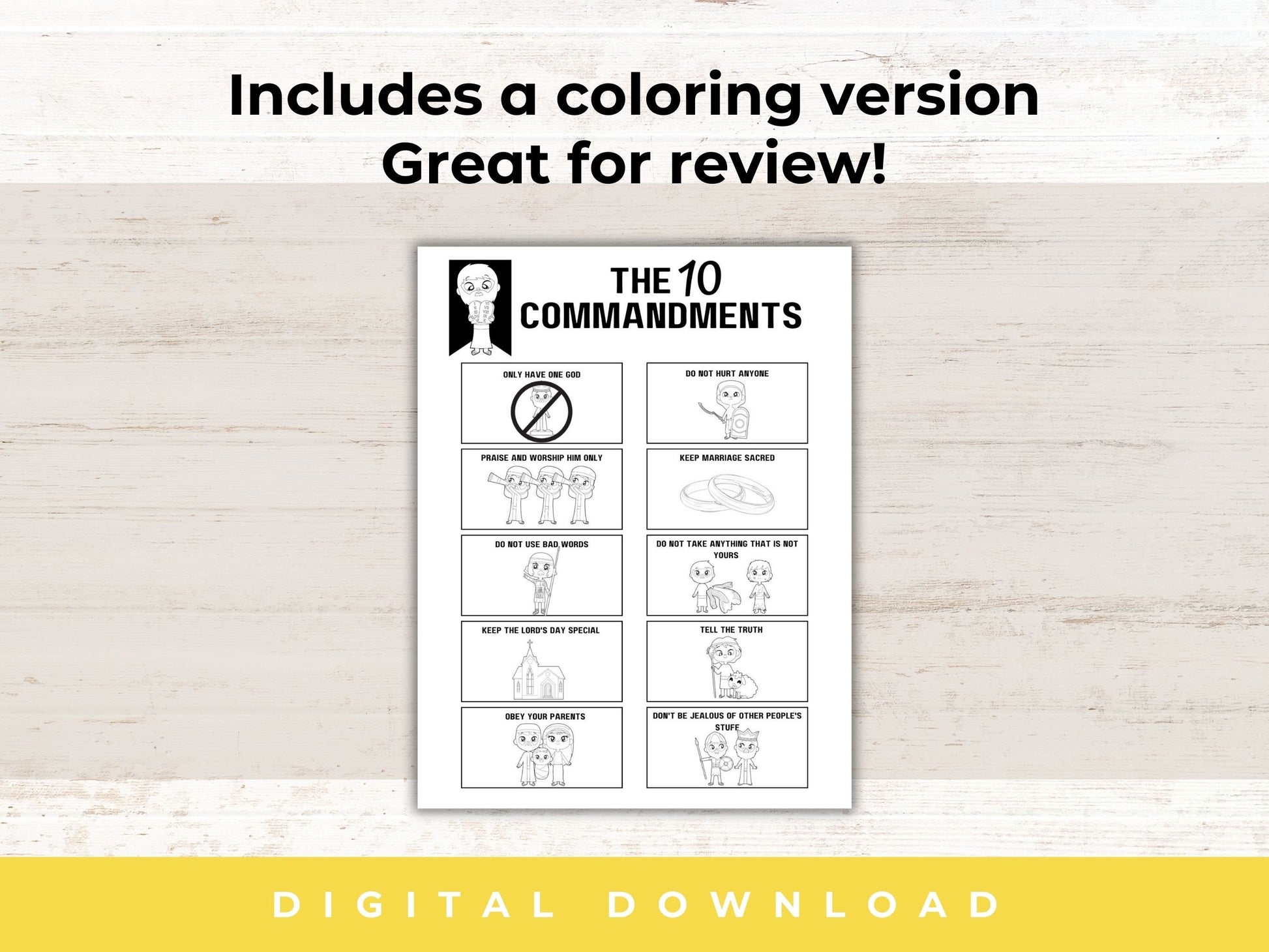 10 Commandments Printable | Bible Printable | 10 Commandments Coloring | 10 Commandments Game |