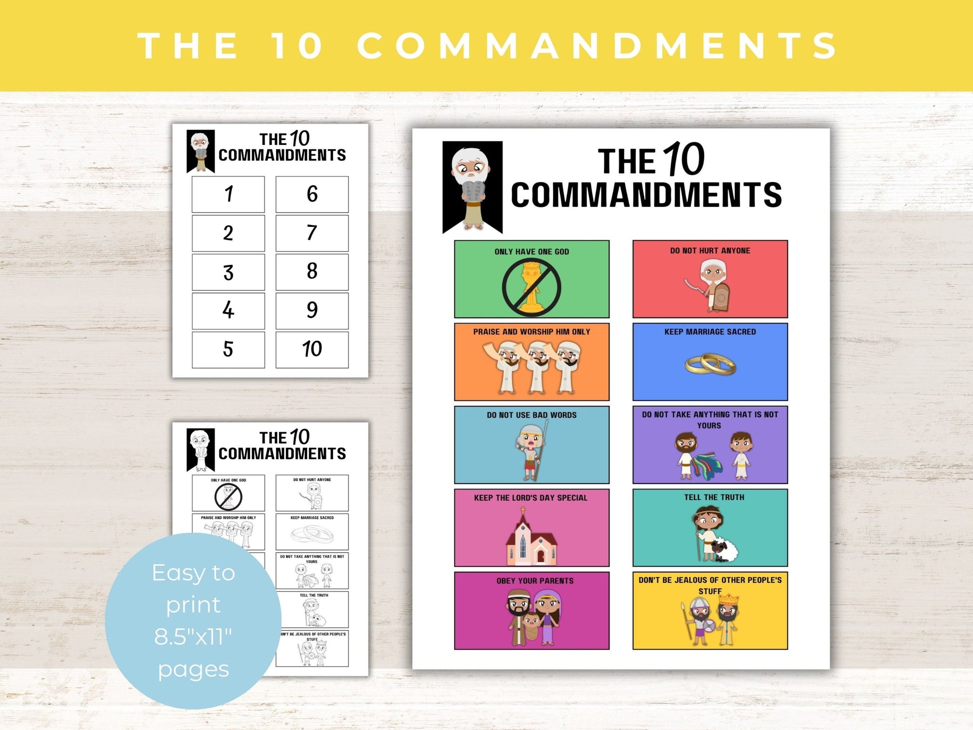 10 Commandments Printable | Bible Printable | 10 Commandments Coloring | 10 Commandments Game |