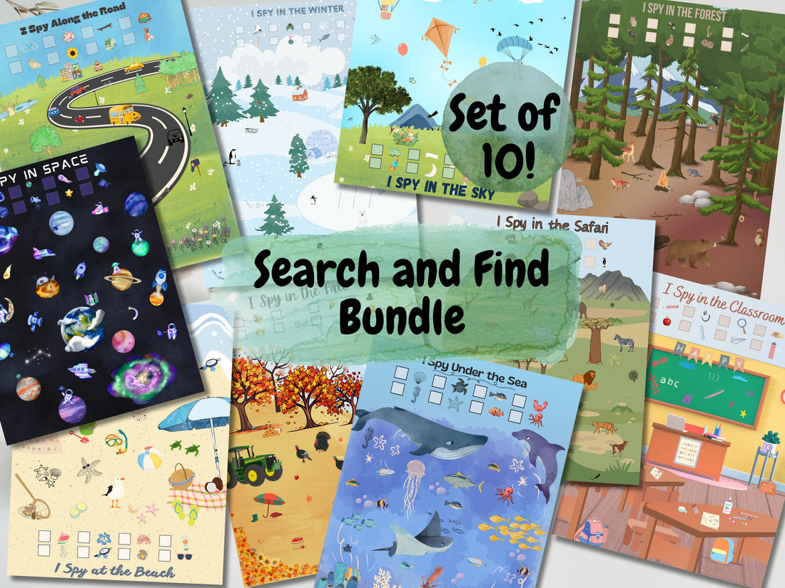 Kids Activities I Spy Search and Find Bundle, Search and Find Bundle, Toddler I Spy, Toddler Learning Book, Preschool Worksheet Bundle