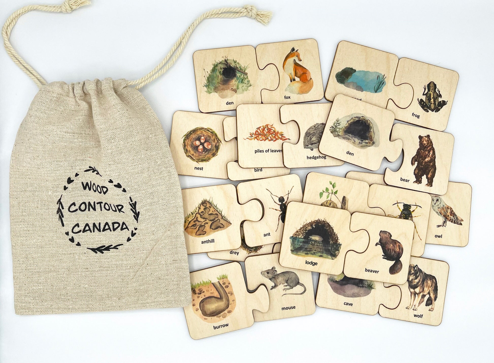 Montessori Wood Animals Puzzle/ Animals Habitat Sorting Game/ Nature Study/ Montessori Matching Activity/ Homeschool Preschooler activity