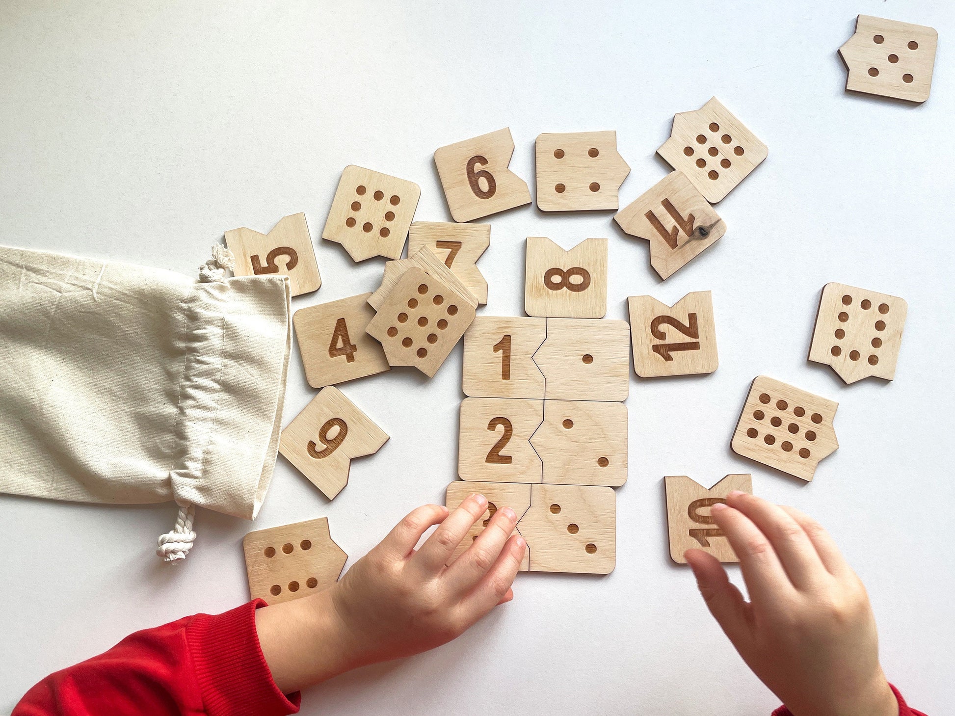 Montessori Wooden Number Match Puzzle, Handmade Wood Matching Game, Montessori Inspired Educational, Homeschool Preschool Toys Number 1-12