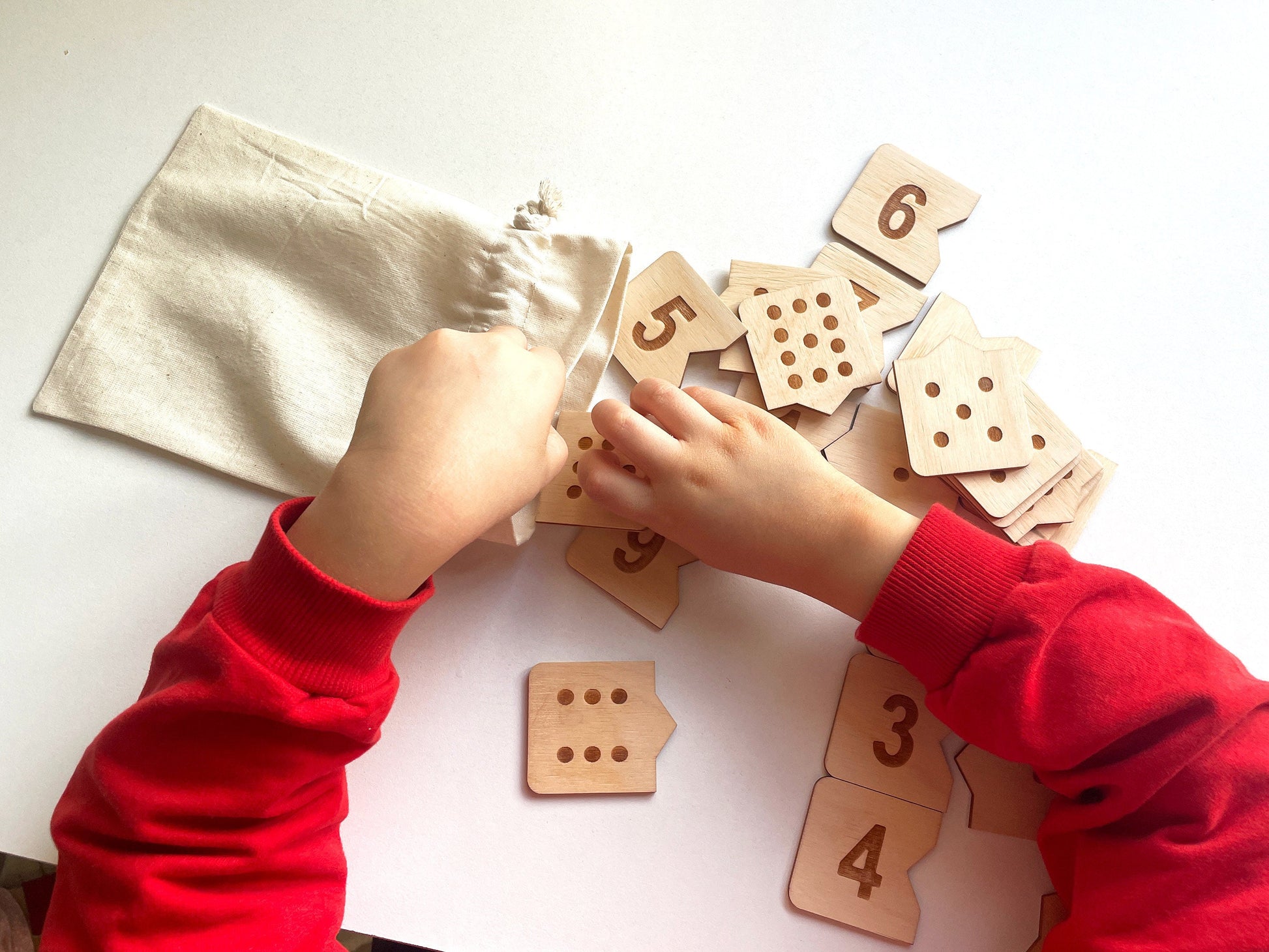 Montessori Wooden Number Match Puzzle, Handmade Wood Matching Game, Montessori Inspired Educational, Homeschool Preschool Toys Number 1-12