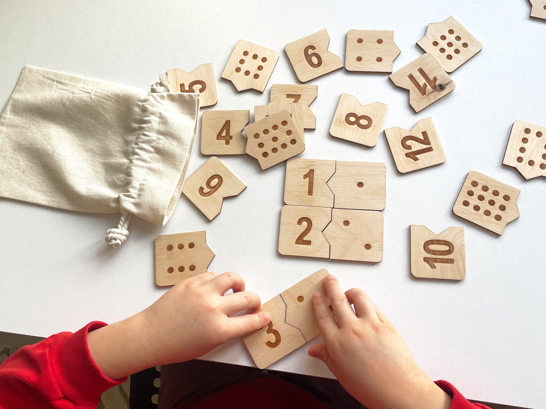 Montessori Wooden Number Match Puzzle, Handmade Wood Matching Game, Montessori Inspired Educational, Homeschool Preschool Toys Number 1-12