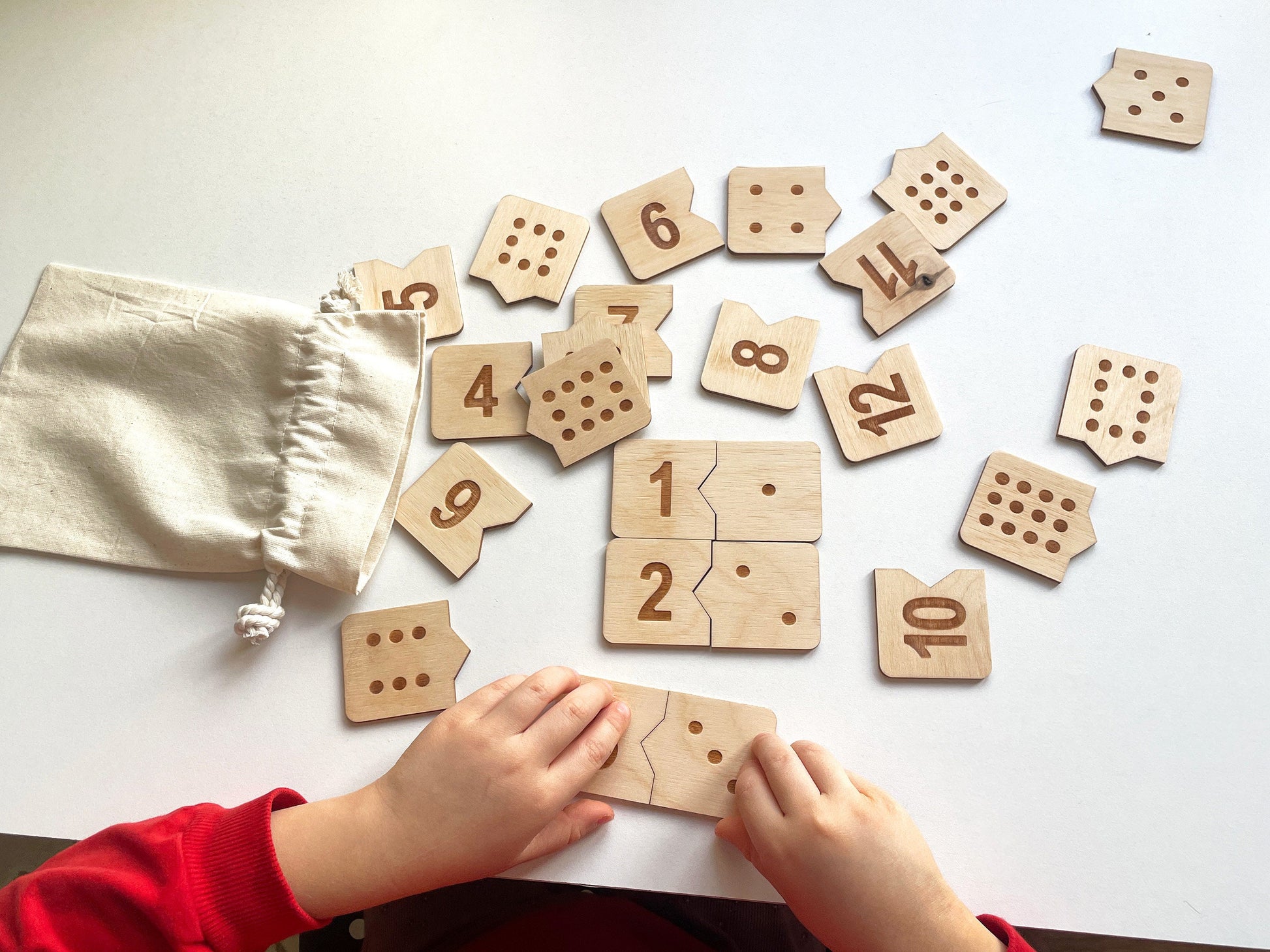 Montessori Wooden Number Match Puzzle, Handmade Wood Matching Game, Montessori Inspired Educational, Homeschool Preschool Toys Number 1-12