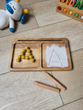 Montessori Wooden Learning Tray Sand Writing Tray 2Part Tray Card Holder Preschool Waldorf Sensory Fine Motor Skills Tracing Board Classroom