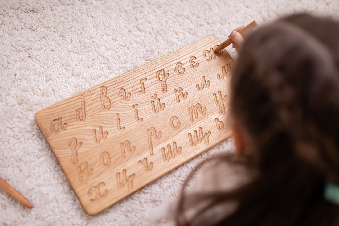 Ukrainian cursive alphabet tracing board Montessori educational materials homeschool preschool gift for kids teachers Handwriting Practice