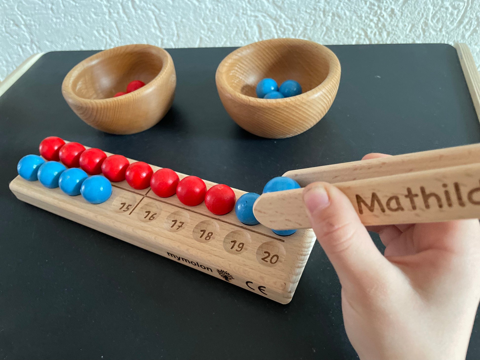 First grade math Montessori board on request with wooden balls