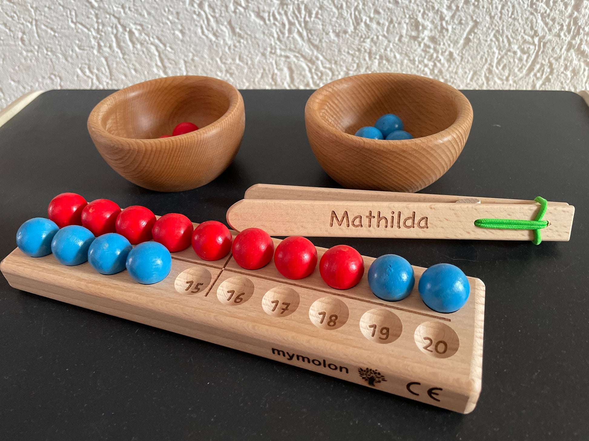 First grade math Montessori board on request with wooden balls