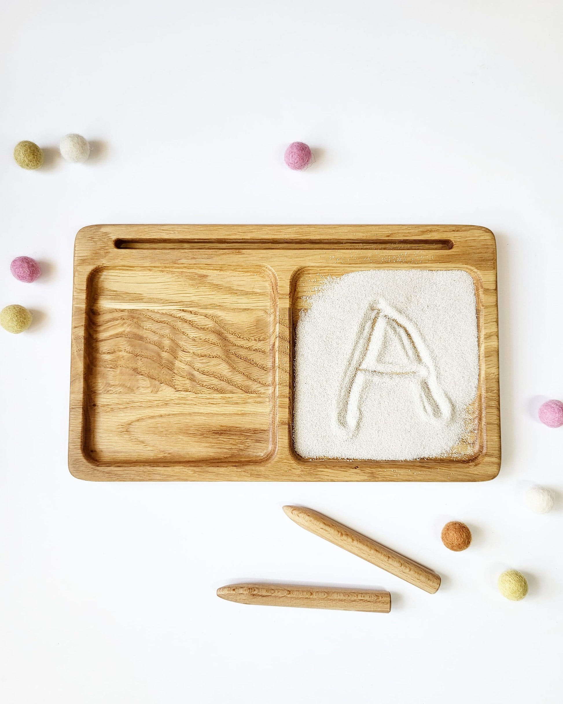 Montessori Wooden Learning Tray Sand Writing Tray 2Part Tray Card Holder Preschool Waldorf Sensory Fine Motor Skills Tracing Board Classroom